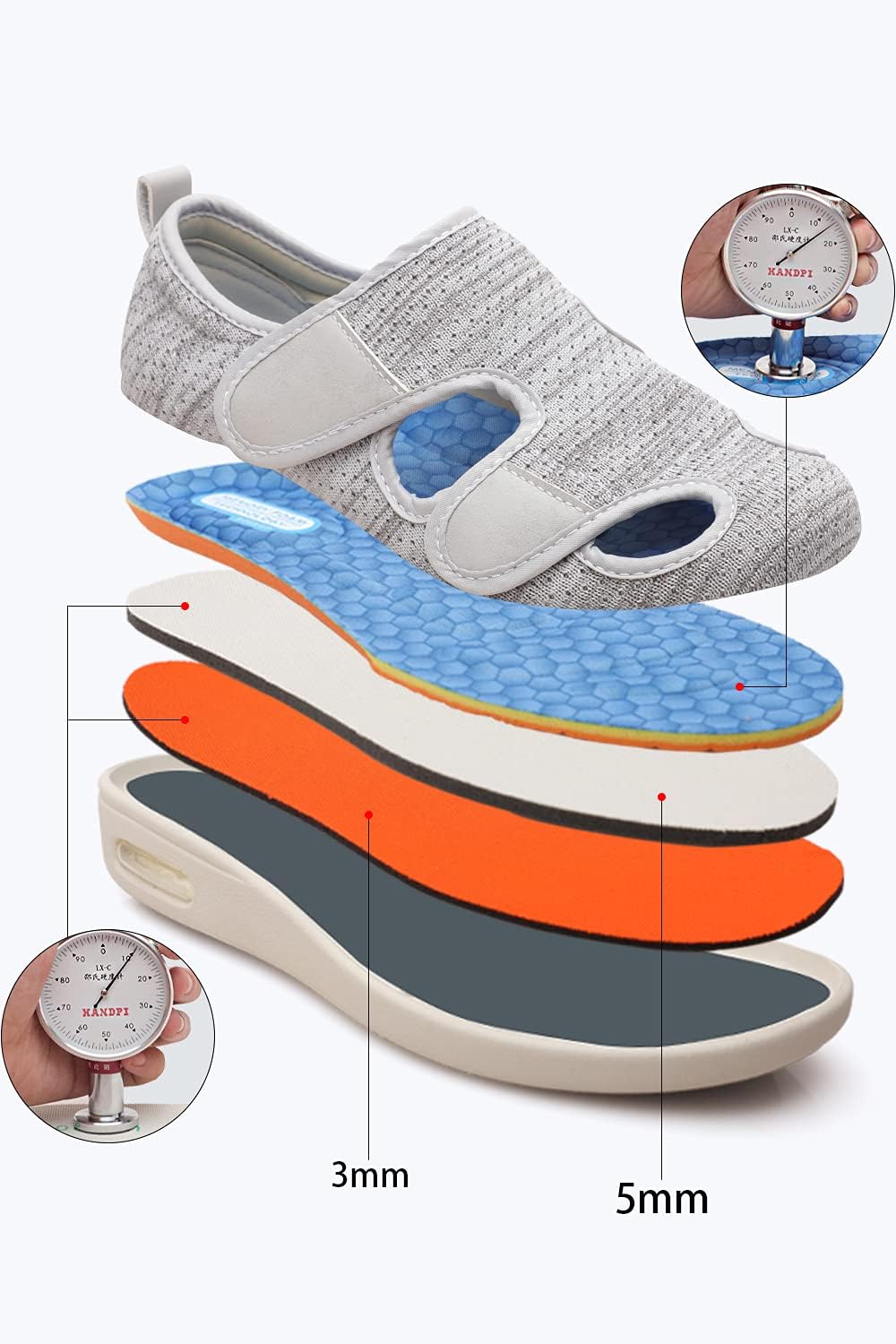 Women's Diabetic Shoes for Women Casual Adjustable Walking Shoes Wide Shoes for Elderly Swollen Feet Non-Slip Air Cushion Bottom Fattening and Widening - Image 2