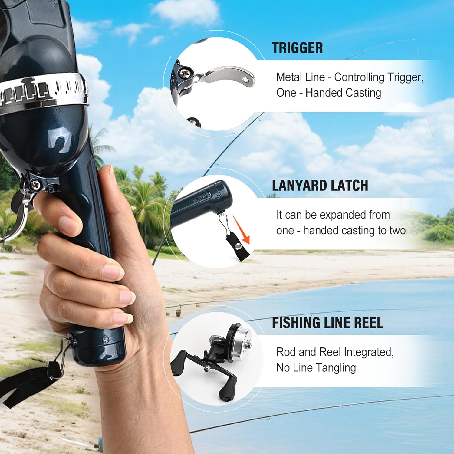 Foldable Fishing Rod, 2025 New Pocket Collapsible Telescopic Fishing Rod with Fishing Line, and Wheel Integrated, for Beginner Adult Saltwater Freshwater