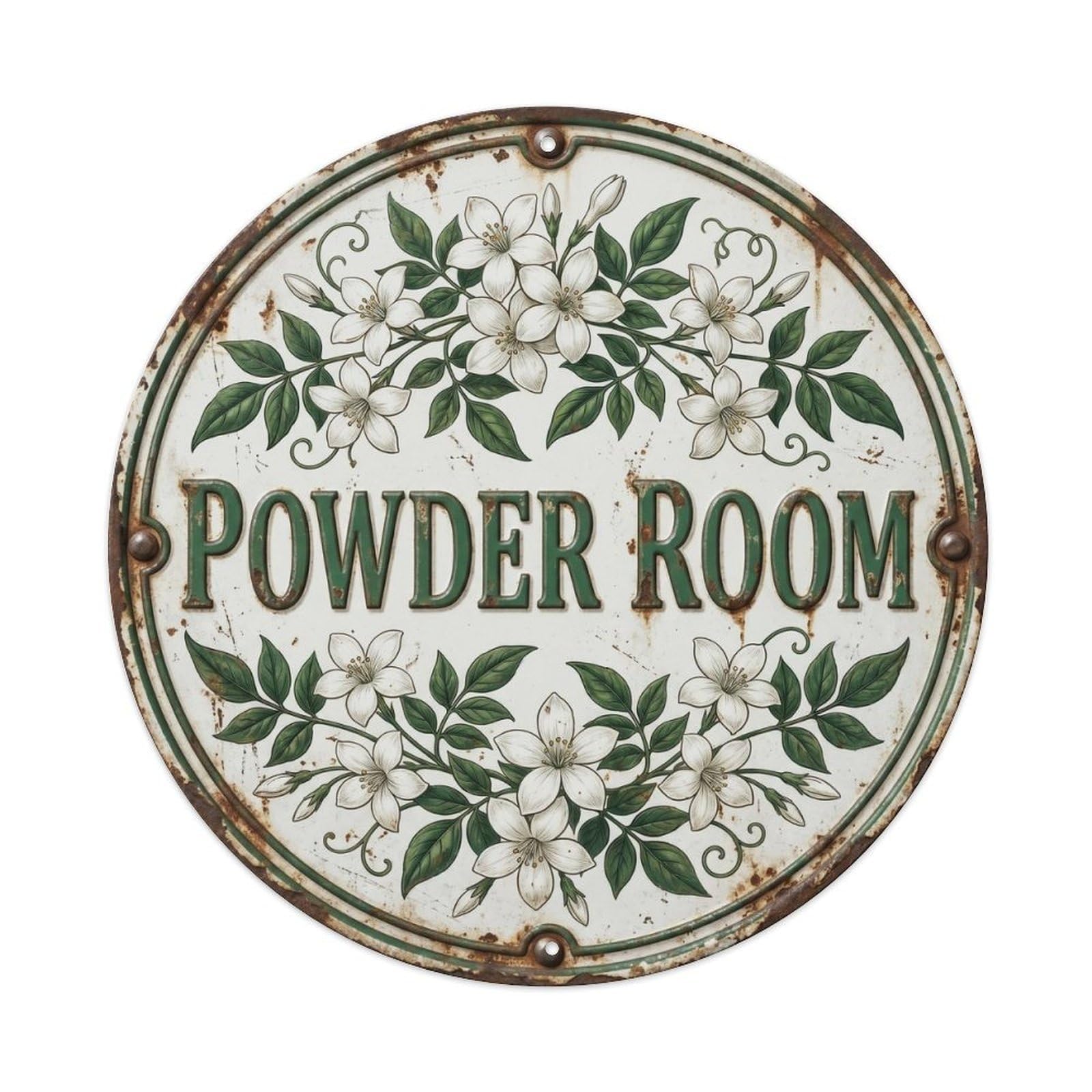 Botanical Floral Vintage Label Powder Room Jasmine Flower Metal Tin Sign