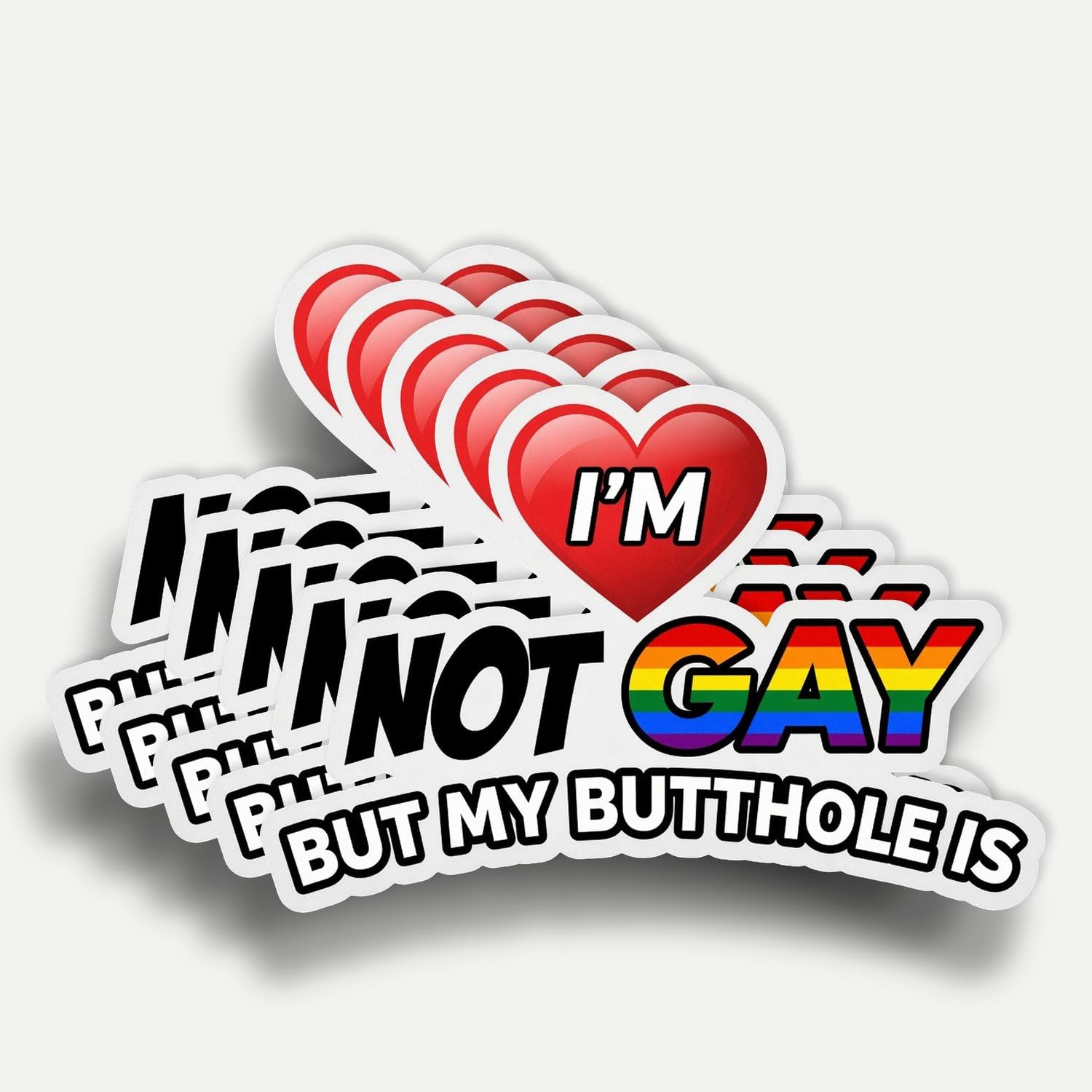 Photo 1 of (5Pcs) I'm Not Gay But My Butthole is Sticker 3 Inch, Gay Sticker, Waterproof Vinyl Decal for Laptop, Water Bottles, Car, Phone, Book