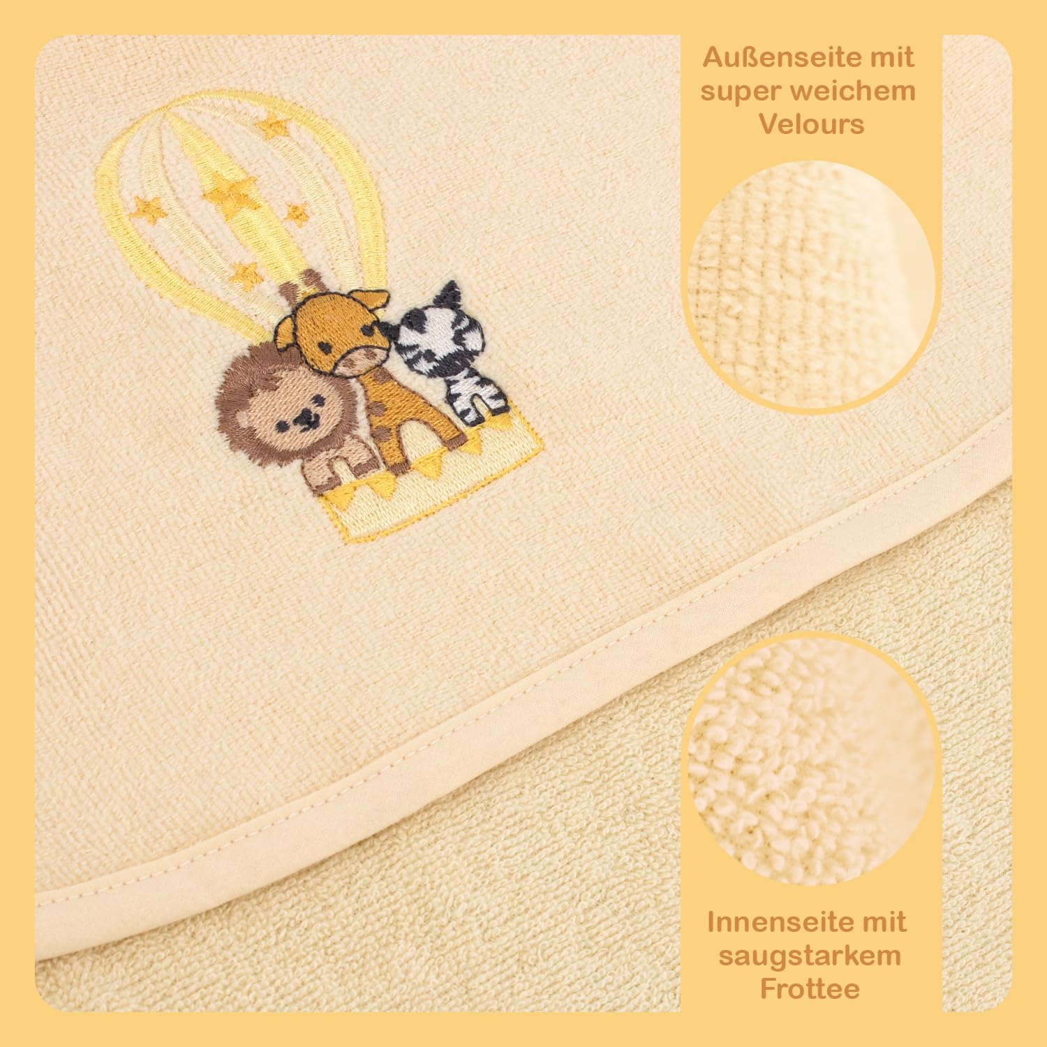 Celodoro Set regalo per bambini, 5 pezzi, confezione regalo con accappatoio, asciugamano con cappuccio, guanto da bagno, bavaglini, per bambini da 0 a 12 mesi