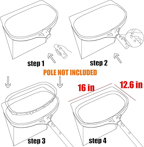 Miniatura 3 de katikies Red de desnatador de hojas para piscina, herramienta de limpieza de piscina con bolsa de red de malla de nailon fino profundo resistente