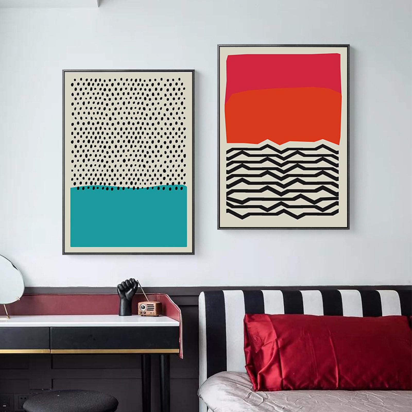 Guying Art Pittura astratta moderna Poster Stampa Arte della parete Tela Pittura Geometrica Color Block Immagini per Soggiorno Decorazioni per la casa