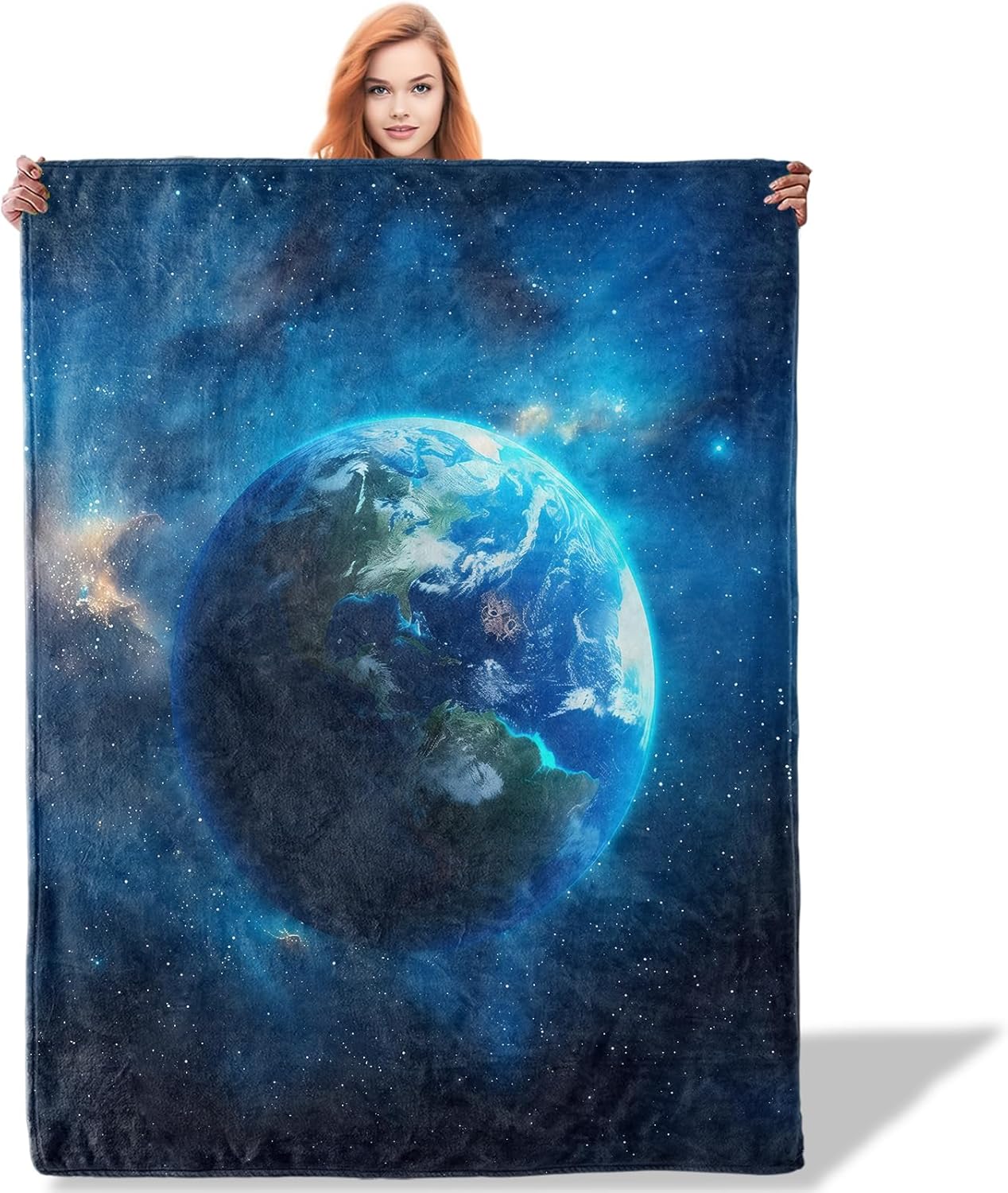 Planet Earth from Space Throw Blanket 60"x80", World Map Blankets for Living Room Couch, Home Decor, Soft Flannel Earth Gifts for Adults and Women