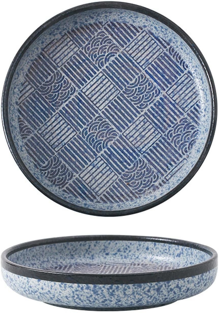 Vintage Rice Bowls ，Ceramic Tableware BowlJapanese household simple and exquisite ceramic retro round plate-rice plate