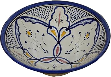 Ceramic Bowls Moroccan Handmade Serving Exquisite Piece With Vivid Colors 10 inches