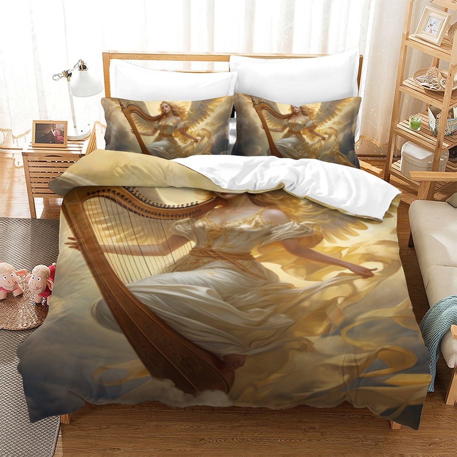 Housse de couette Les Anges 3D idée cadeau idéale pour lit simple d'enfant et ado