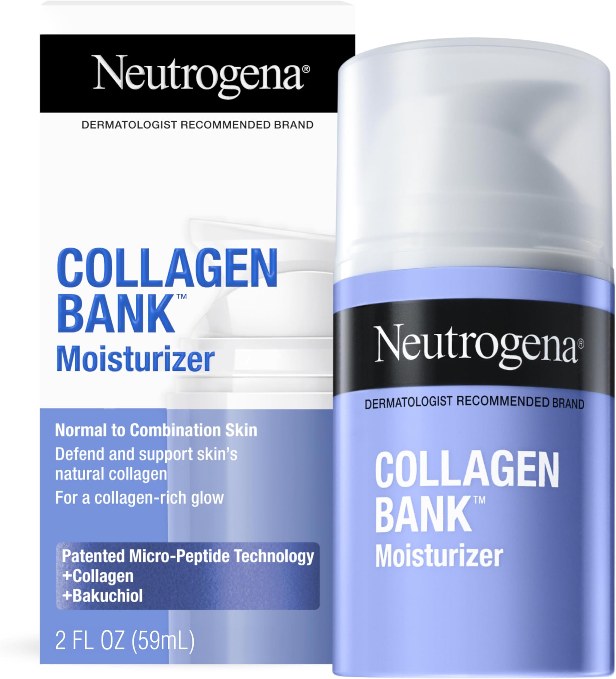 Collagen Bank Face Moisturizer, Daily Anti-Aging Face & Neck Collagen Cream with Bakuchiol, Face Lotion to Support Skin’s Natural Collagen for Visibly Plump Skin, 2 fl. oz