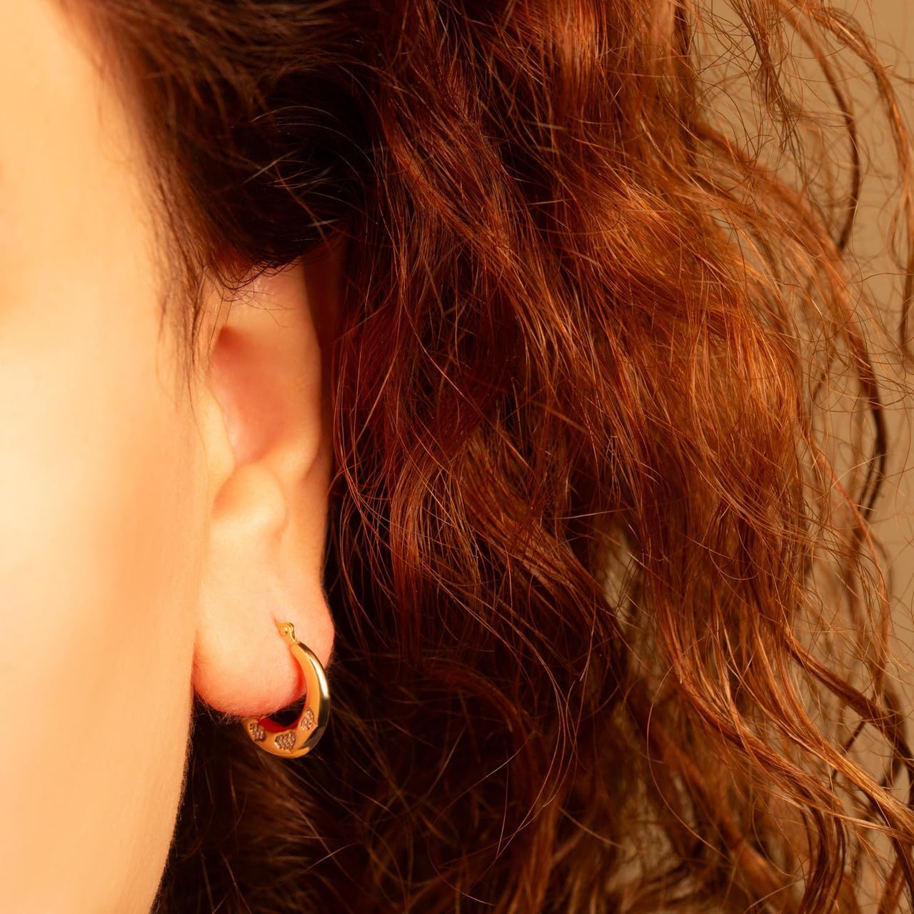 Gold Heart Huggie Hoop Earrings for Women | 10K or 14K Two-Tone White and Yellow Gold