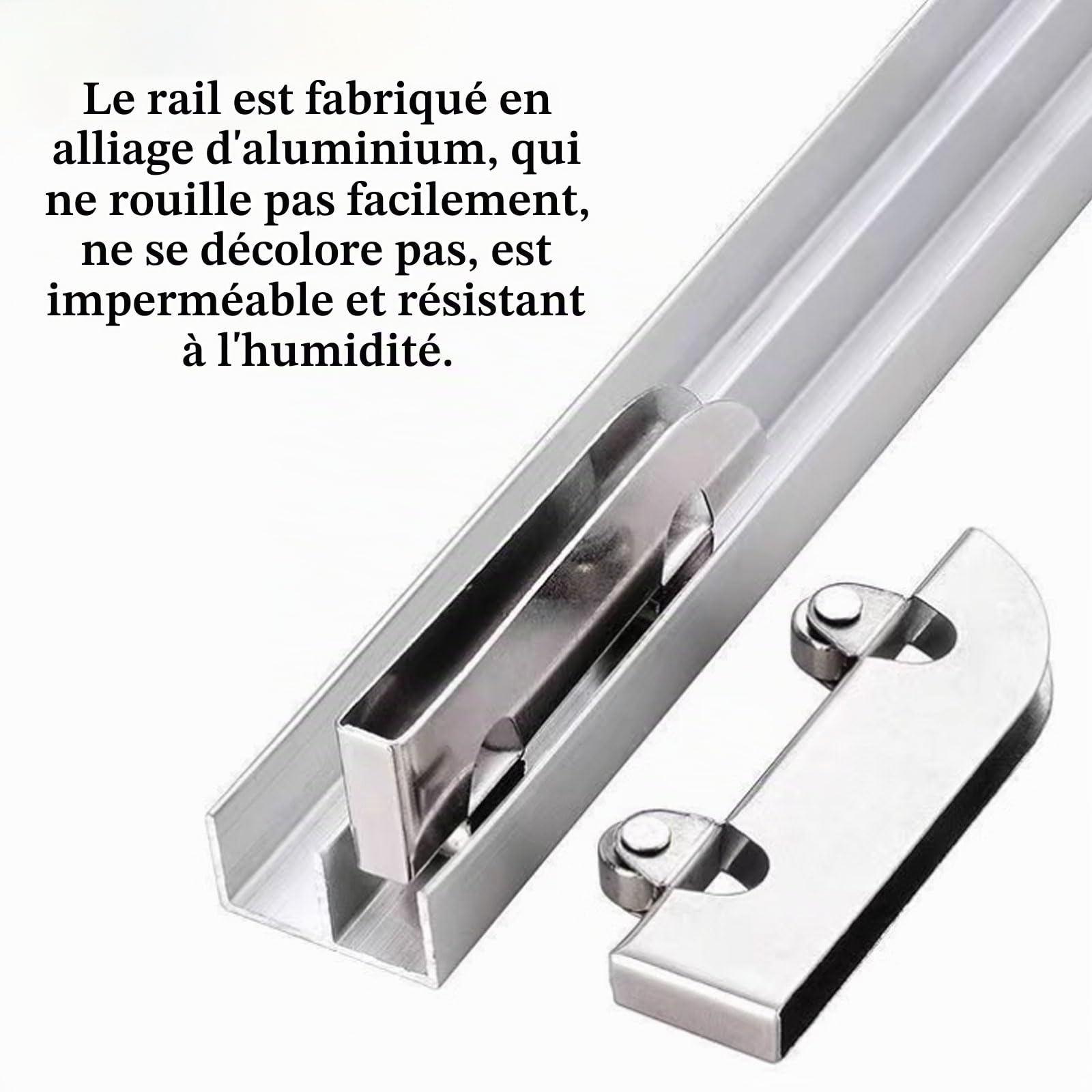 Rail Porte Coulissante Double,Kit Porte Coulissante Kit de Porte Coulissante,Kit Porte Coulissante Rail Double,Rail pour Porte coulissante Placard,pour Armoire,Support de Porte.