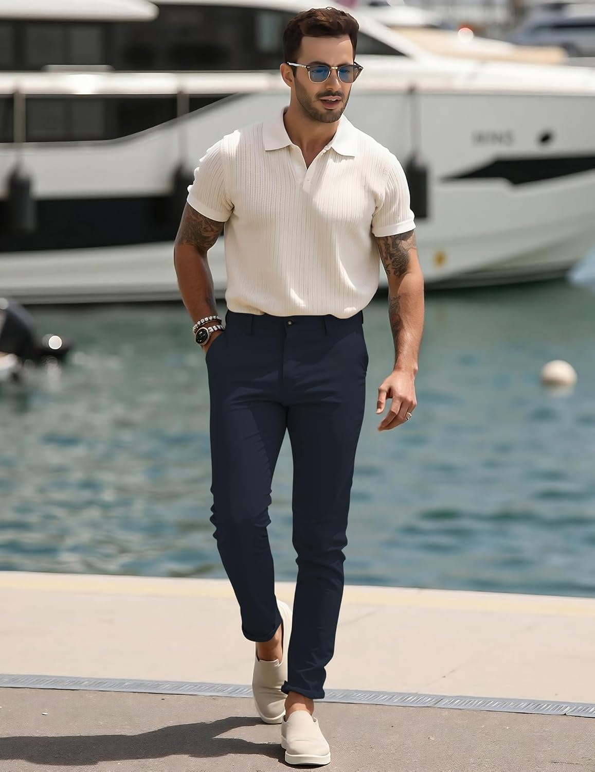 JMIERR Men's Skinny Stretchy Suit Pants Slim Fit Slacks Tapered Trousers