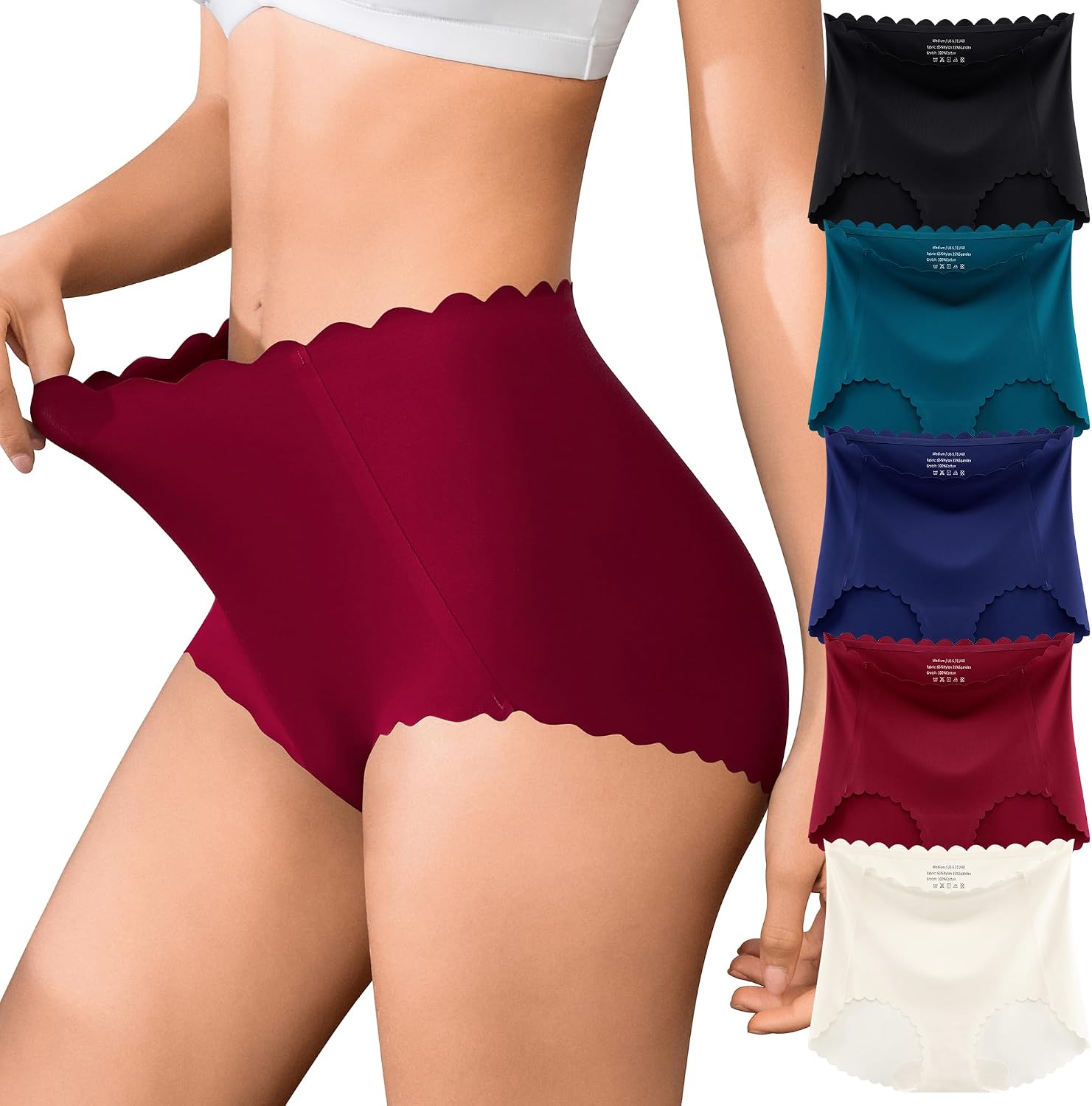 Womens Underwear High Waisted Seamless Underwear for Women No Show Postpartum Panties Full Coverage Briefs 5 Pack