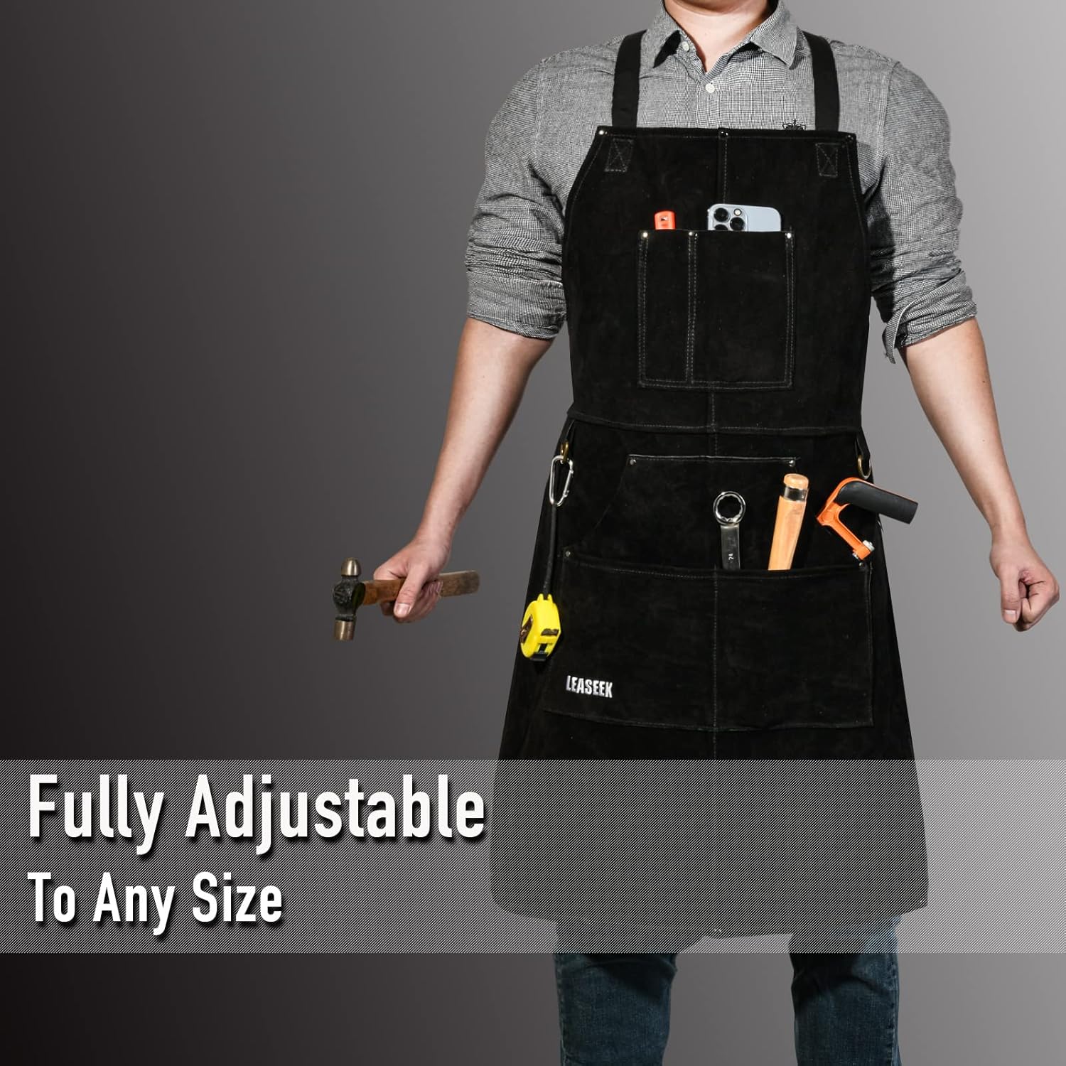 Leather Welding Apron, Heat & Fle-Resistant Heavy Duty Work