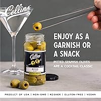 Vista 2 de Collins Aceitunas sin hueso: guarnición popular para cócteles, martinis sucios, ensaladas, bandejas de queso, embutidos, aperitivos, 4 onzas