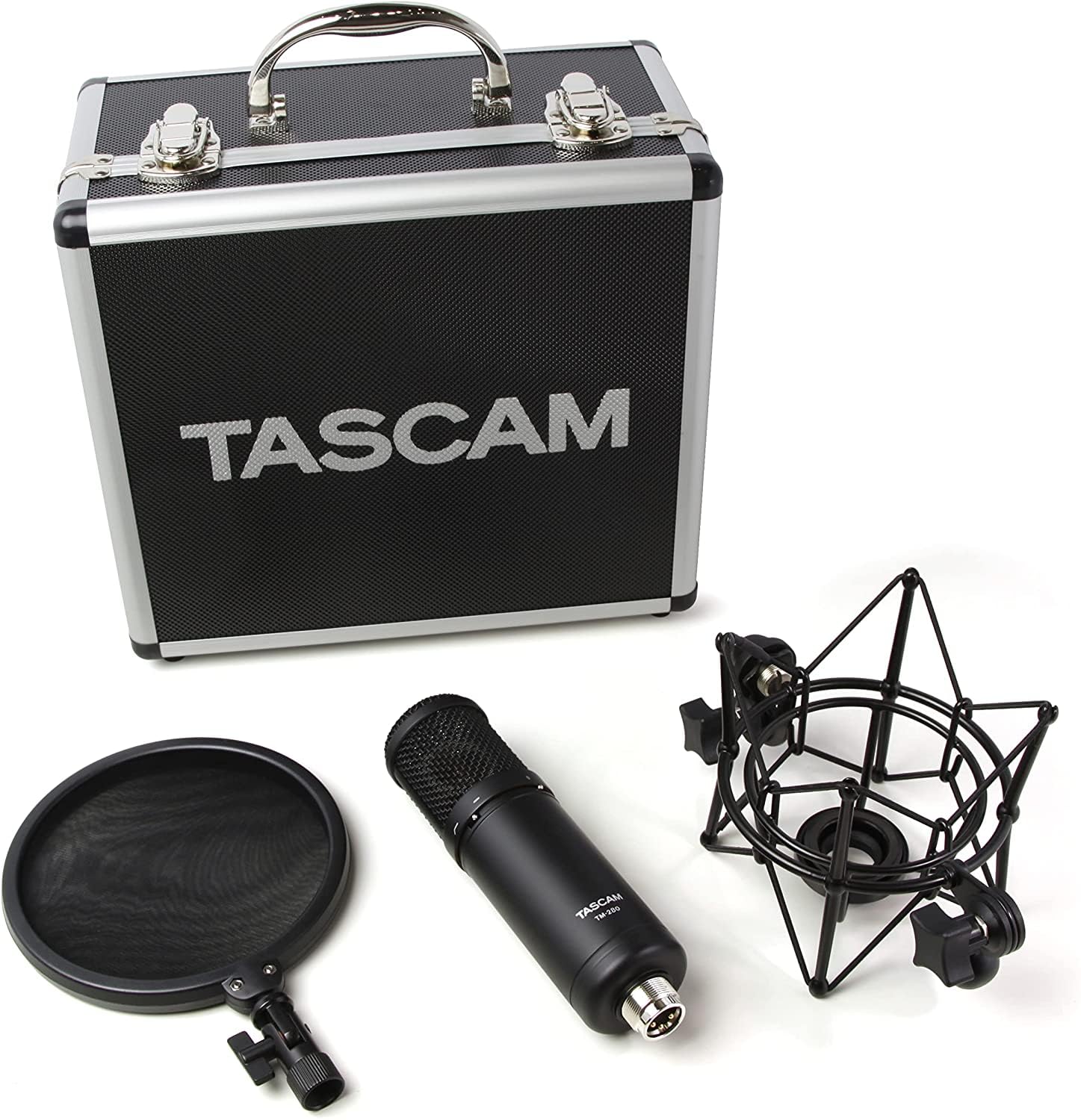 Tascam TM-280 Studio Microphone with Flight Case Shockmount Pop Filter Black