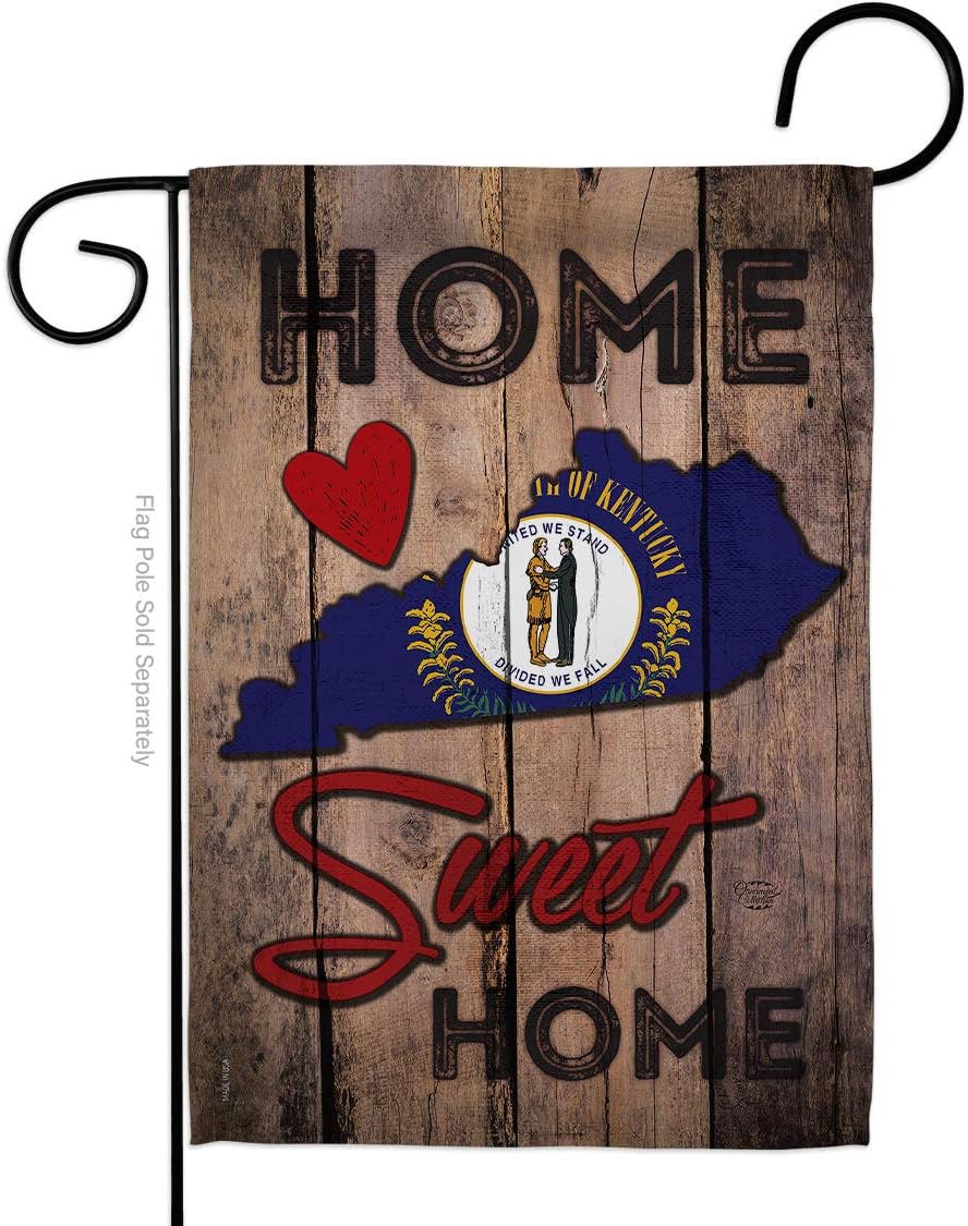 State Kentucky Home Sweet Garden Flag Set Wall Holder Americana States USA American Territories Republic Country Particular Area Small Decorative Gift Yard House Banner Double-Sided Made In 13 X 18.5