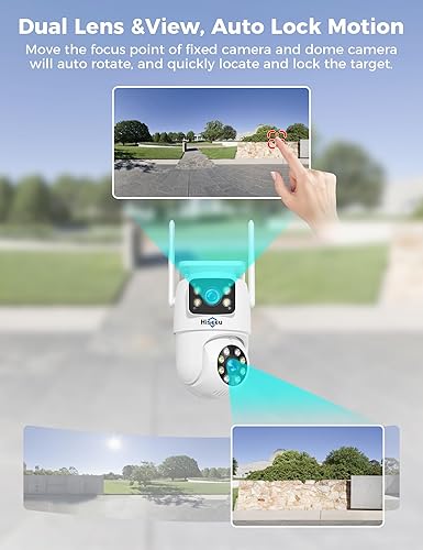 Miniatura 3 de Hiseeu Cámara de seguridad inalámbrica de doble lente Linkage2.4G5G WiFi PTZ Cámara al aire libre IP65 impermeable seguimiento de movimiento Cloro