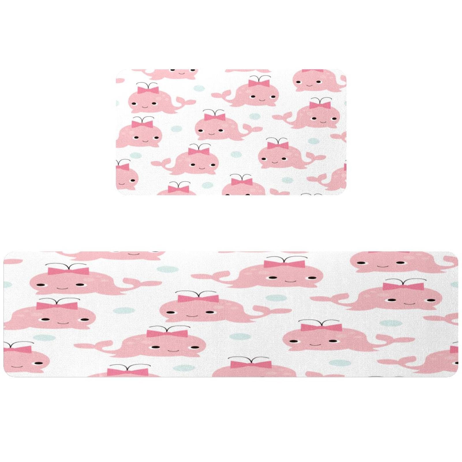 Tapete de cocina de ballena rosa para suelos limpios en el cuarto de lavado