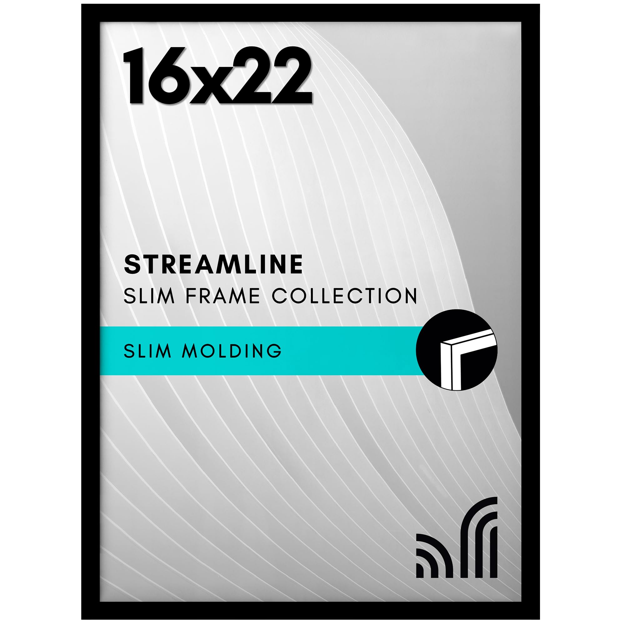 Americanflat 16x22 Picture Frame with Polished Plexiglass - Streamline Collection - Thin Border Picture Frame for Wall Display - Hanging Hardware Included - Black