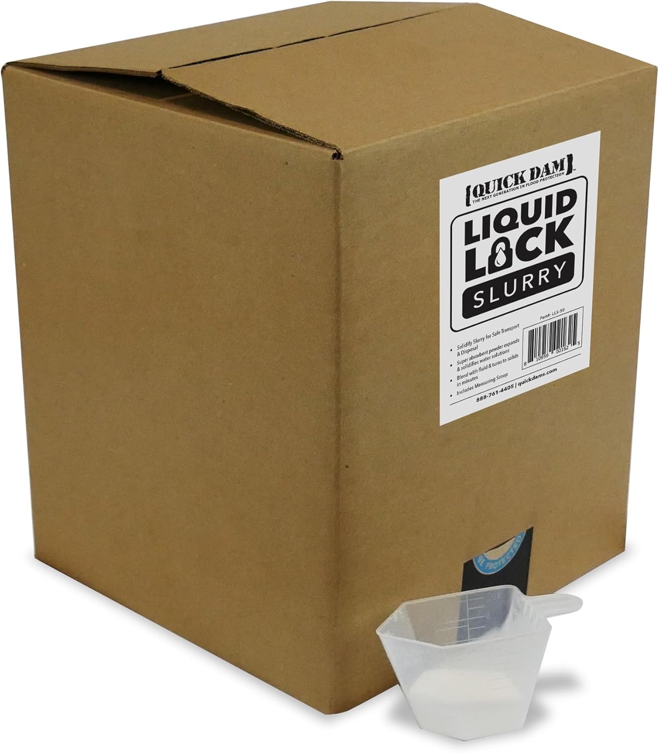 Quick Dam Liquid Lock Slurry – 5 Gallon Pail with Scoop – Solidifies Up to 770 Gallons of Liquid Waste – Super Absorbent Powder for Safe Transport & Disposal