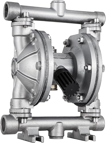 Miniatura 66 de VEVOR Bomba de doble diafragma operada por aire, entrada y salida de 1/2 pulgada, cuerpo de polipropileno, 13.2 GPM y máximo 120PSI, bomba