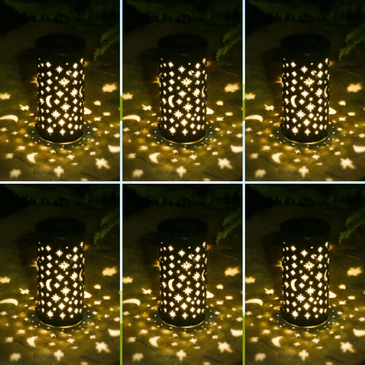 6 PC Metal Solar Pathway Lights Outdoor Waterproof-Hanging Solar Lights Outdoor Pathway-Solor. Lights for Patio-Moon Solar Lights Outdoor Pathway-Hanging Solar Lanterns Outdoor-Landscape Path Lights - - 