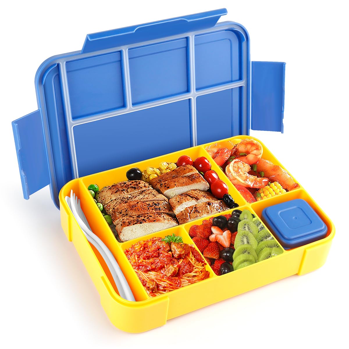 Umami Porta Pranzo 1,2L, Lunch Box Ermetico Con 4 Scomparti E Posate, Sicuro Per Microonde E Lavastoviglie No Bpa 65980095