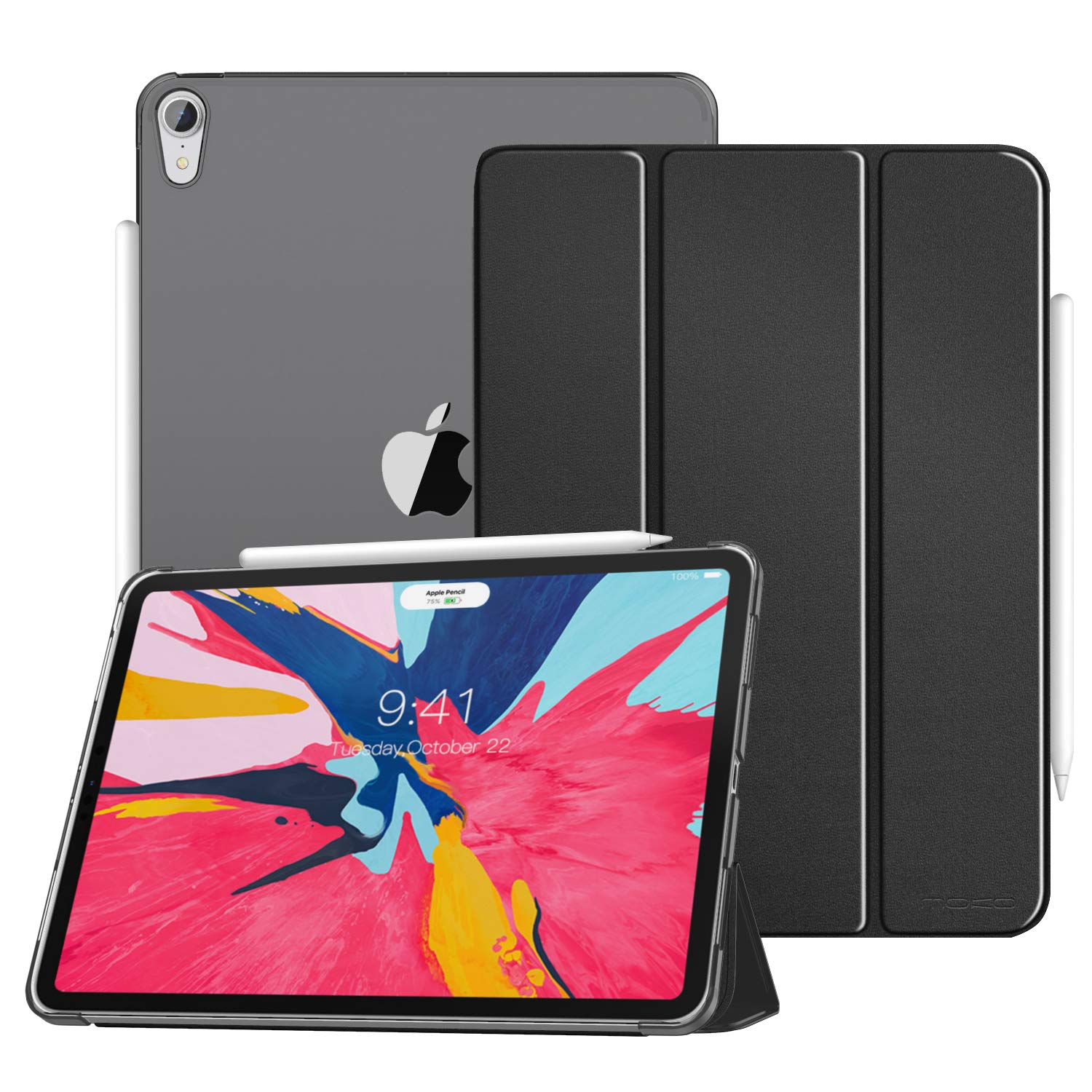 MoKo Case Fit iPad Pro 12.9" 2018 - Translucent Frosted Back Protector Smart Shell Stand Cover with Pencils Magnetic Attachment Side Opening Fit iPad Pro 12.9 Inch 2018 - Black(Auto Wake/Sleep) (B07K69ZYHP) Amazon Price History, Amazon Price Tracker