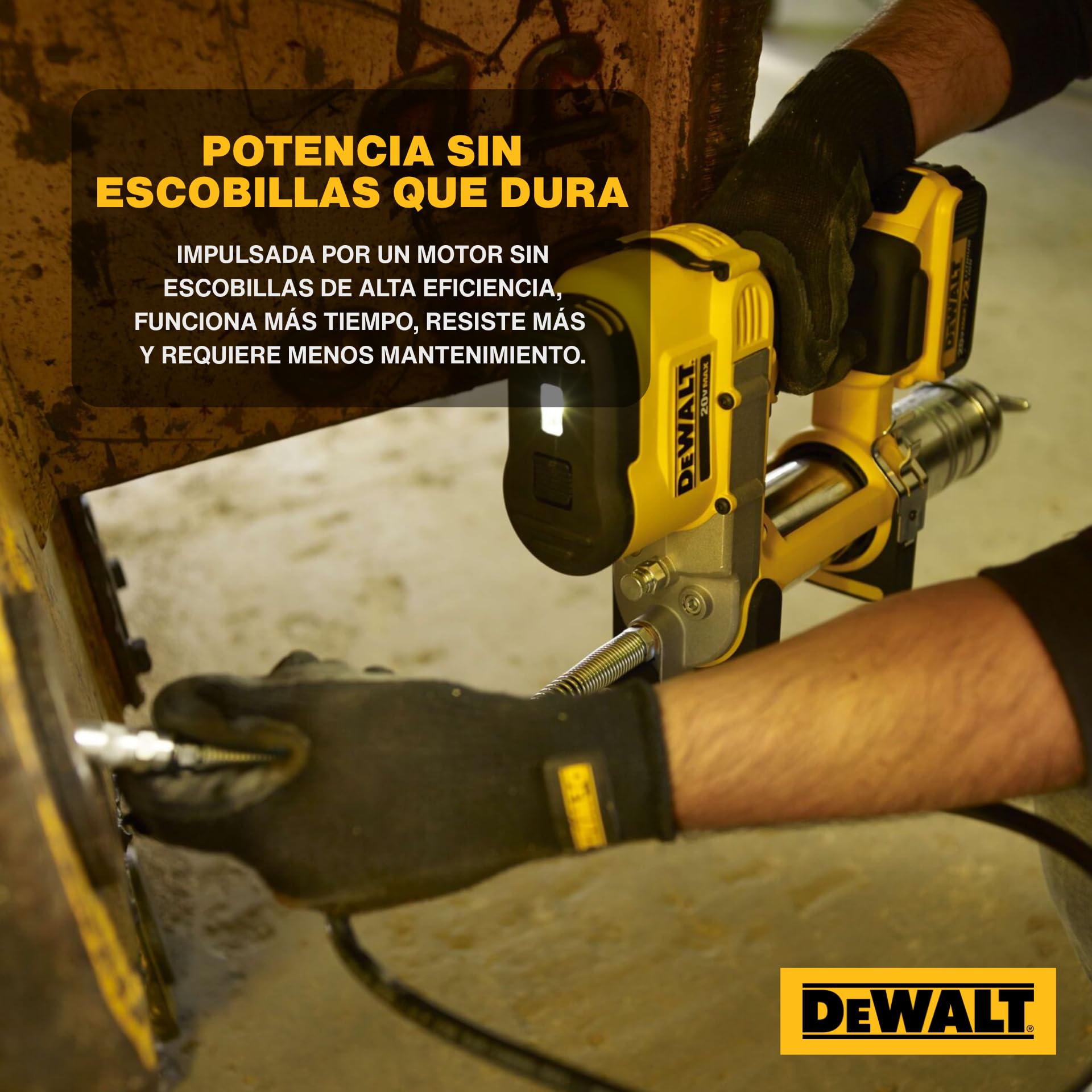 DEWALT DCGG571M1-QW - Pistola Engrasadora a Batería XR 18V 4Ah Li-Ion, Inalámbrica, Batería Incluida, Cargador Multivoltaje, Correa para el Hombro y Maletín TSTAK