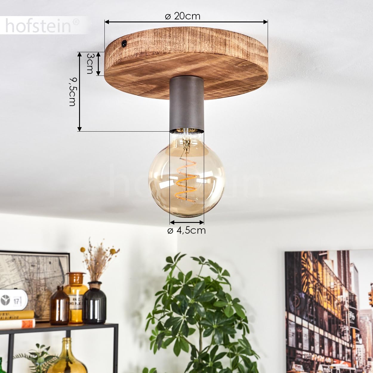 Deckenleuchte Amnicon Aus Holz & Metall – Skandinavisches Design, 1-flammig, E27 Max. 40 Watt, Natur/schwarz