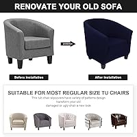 Vista 7 de SearchI Funda elástica para silla club, fundas elásticas para sillas barrel de color sólido, fundas para sillas tub de spandex, funda de sofá
