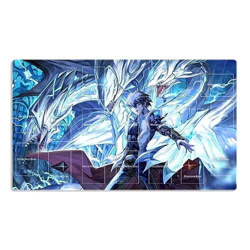 Mlikemat New Playmat Kaiba Seto Blue-Eyes White Dragon Mouse Pad TCG CCG Trading Card Game Mat + Free Bag (ZD039-28)