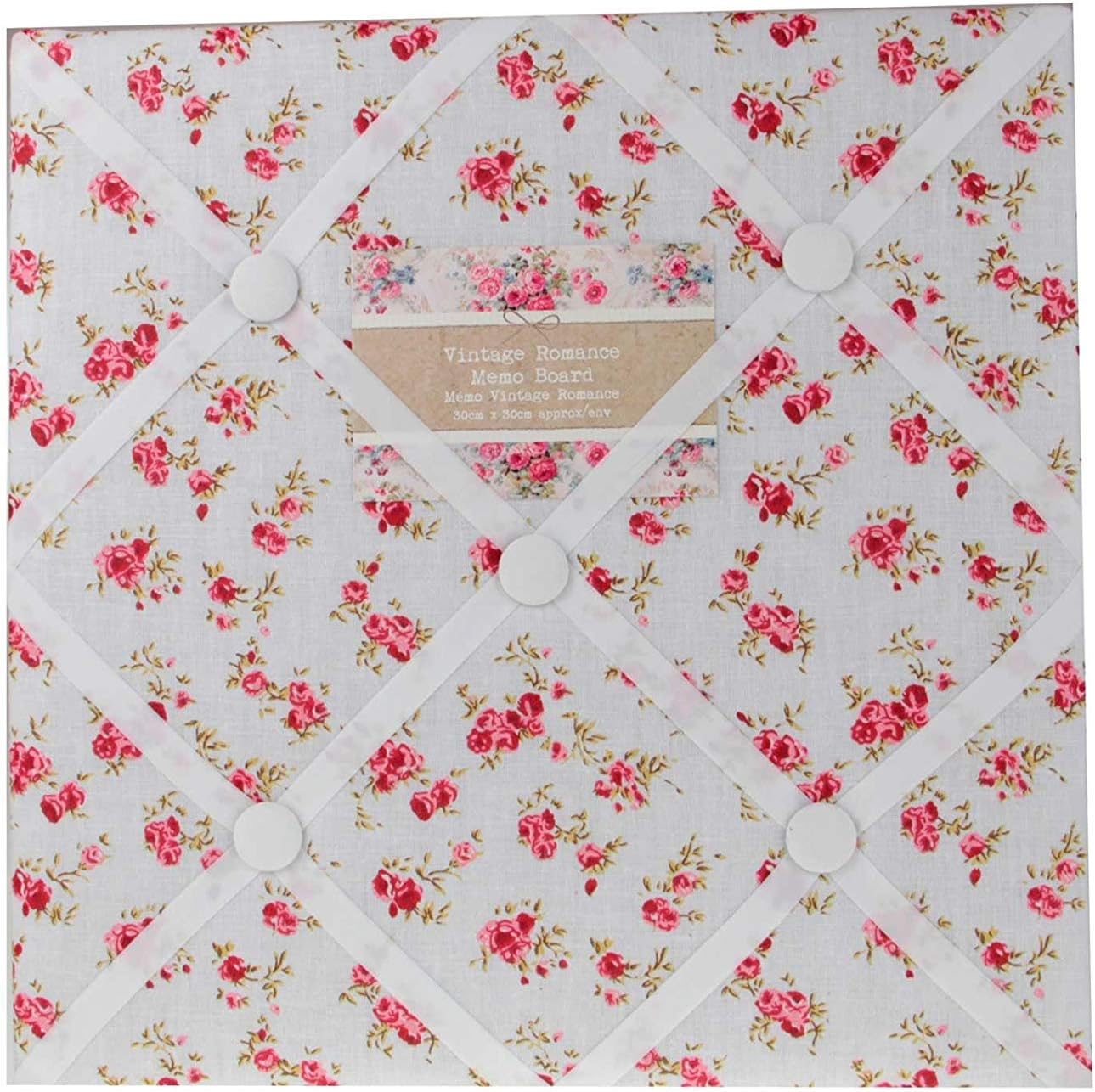 Vintage Shabby Chic Floral Fabric Memo Notice Reminder Pin Board Decoration Red