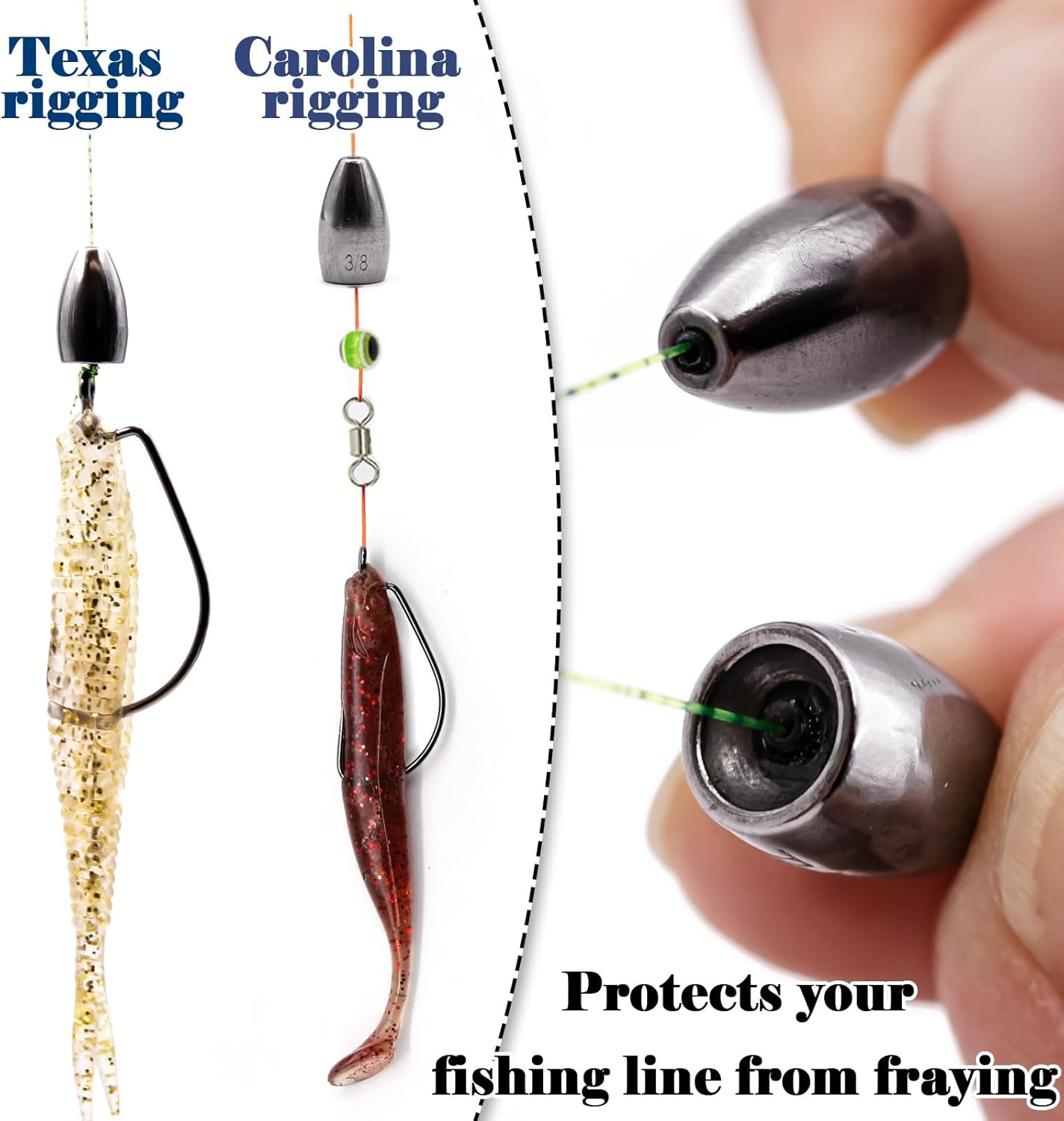 Tungsten Bullet Weights Sinkers,10pcs Fishing Weight for Bass Texas Carolina Rigs Saltwater 1/16oz to 1/2oz