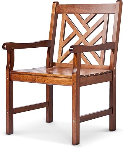 VINGLI Sillas de comedor al aire libre, sillas de patio de madera resistente de 330 libras con respaldo cómodo, sillas de comedor de madera maciza,