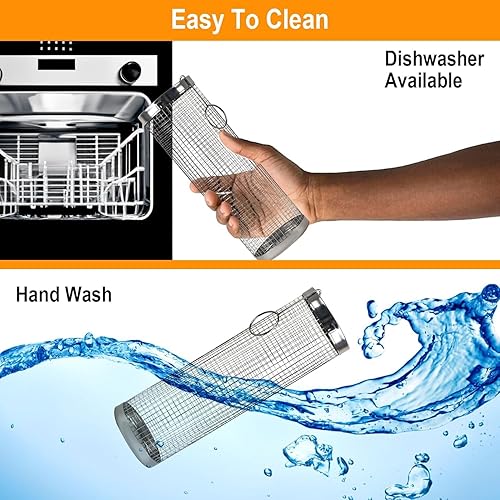 Miniatura 6 de Cestas enrollables para asar, 2 unidades, cestas para parrilla de barbacoa para asar al aire libre, cesta de parrilla de acero inoxidable para