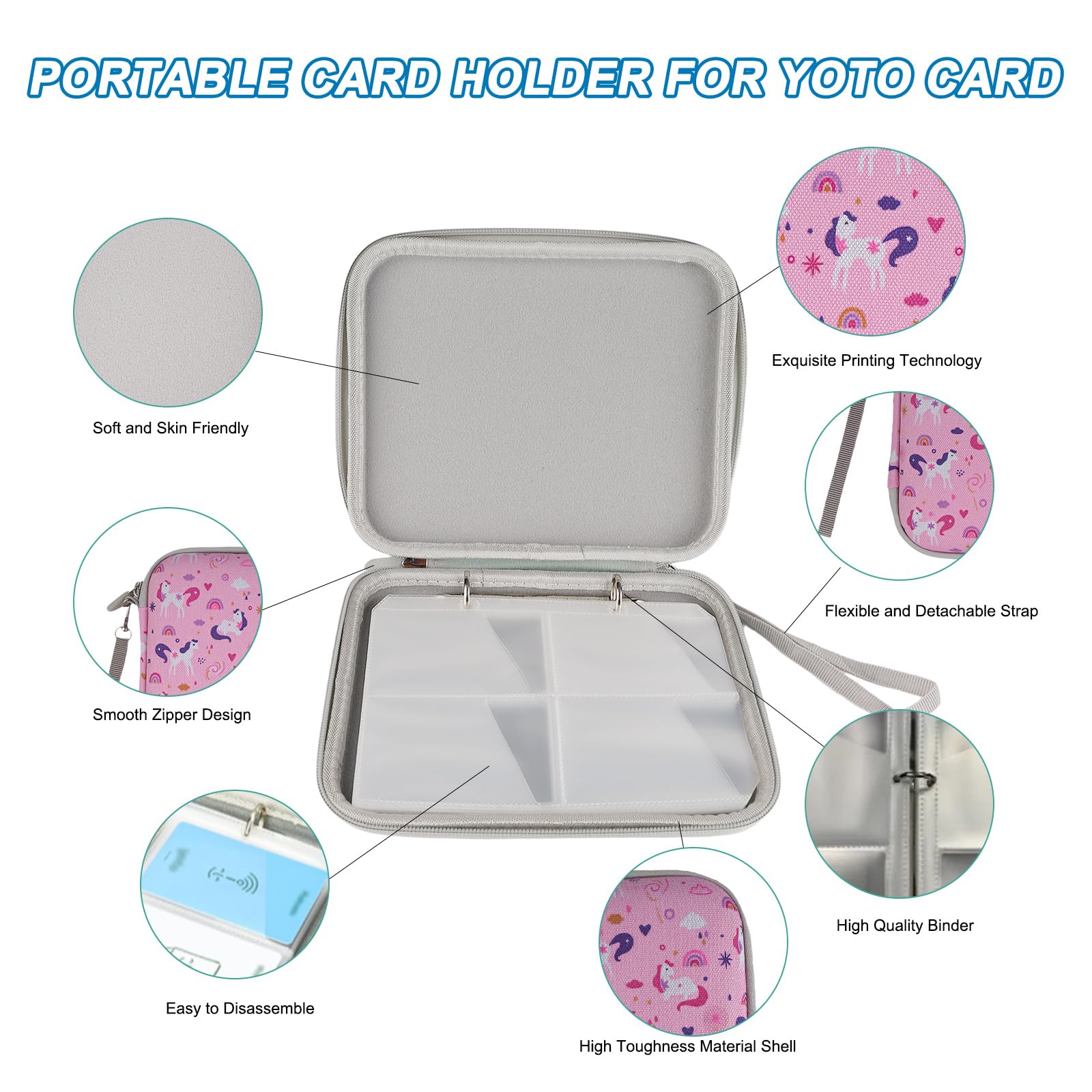 Noaya Card Case Card Holder, 80 Pockets Card Binder Folder with Zipper - Image 3