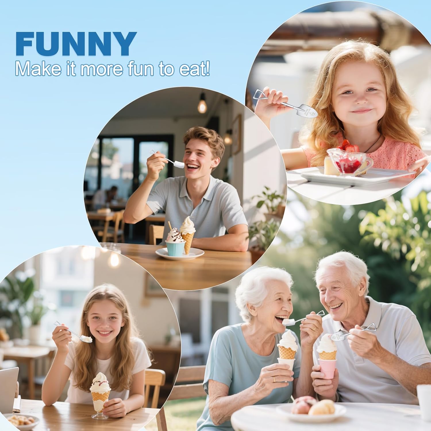 2 Pcs Ice Cream Shovel Set - Funny Loving Gift (Birthday/Holiday Gift for Family and Friends), Premium 304 Stainless Steel Dessert Spoons for Eating Ice Cream - Image 5