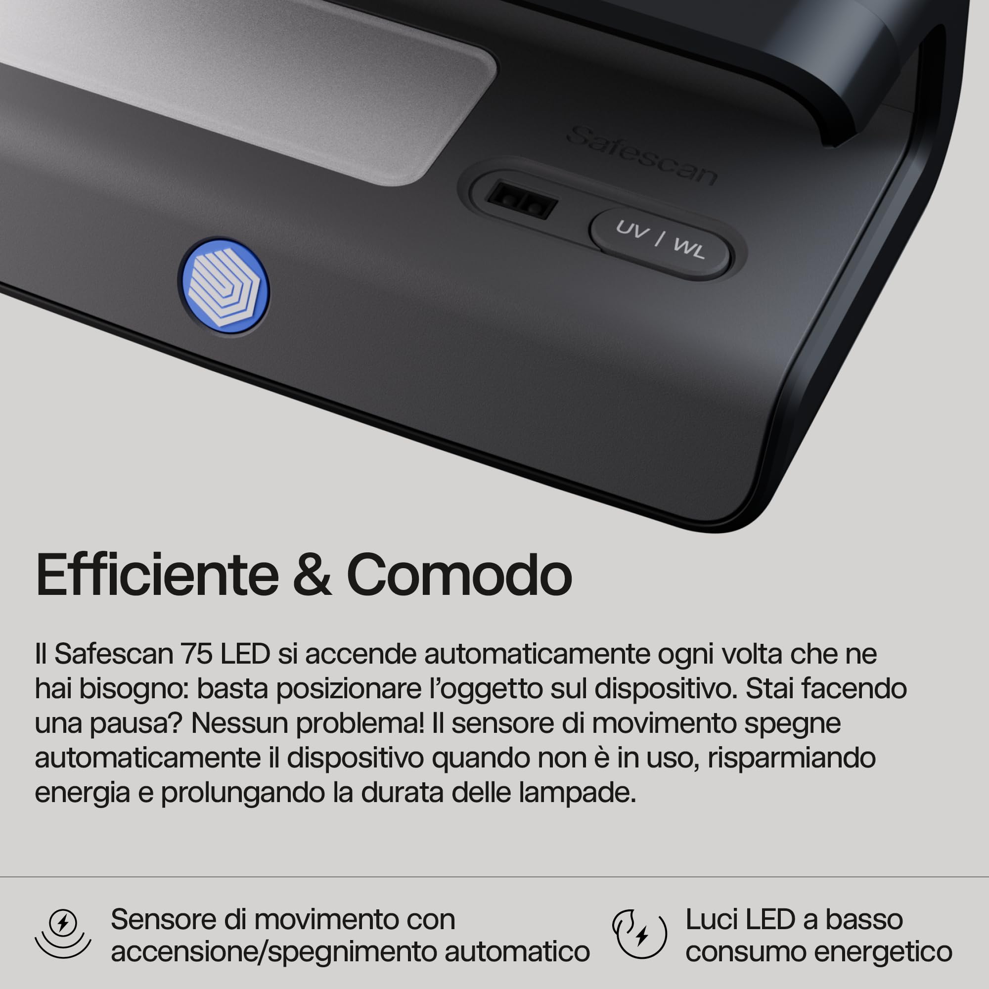 Safescan 75 LED Verifica banconote false con luce UV ultra-luminosa e bianca - Controlla banconote false, carte di credito, documenti d'identità - Tripla rilevazione - Controllo banconote false UV
