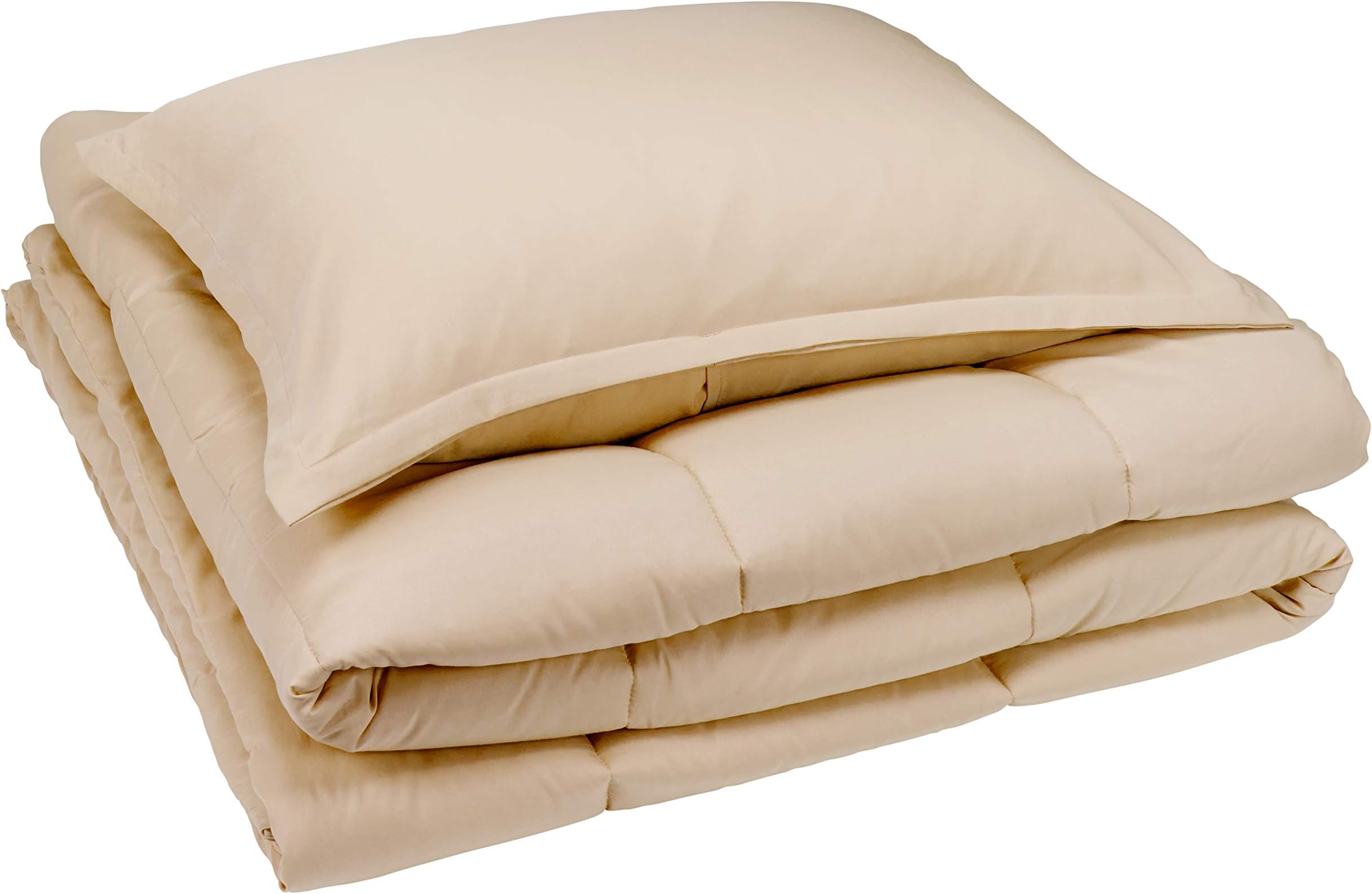 Amazon Basics Comforter Set, Twin / Twin XL, Beige, Microfiber, Ultra-Soft