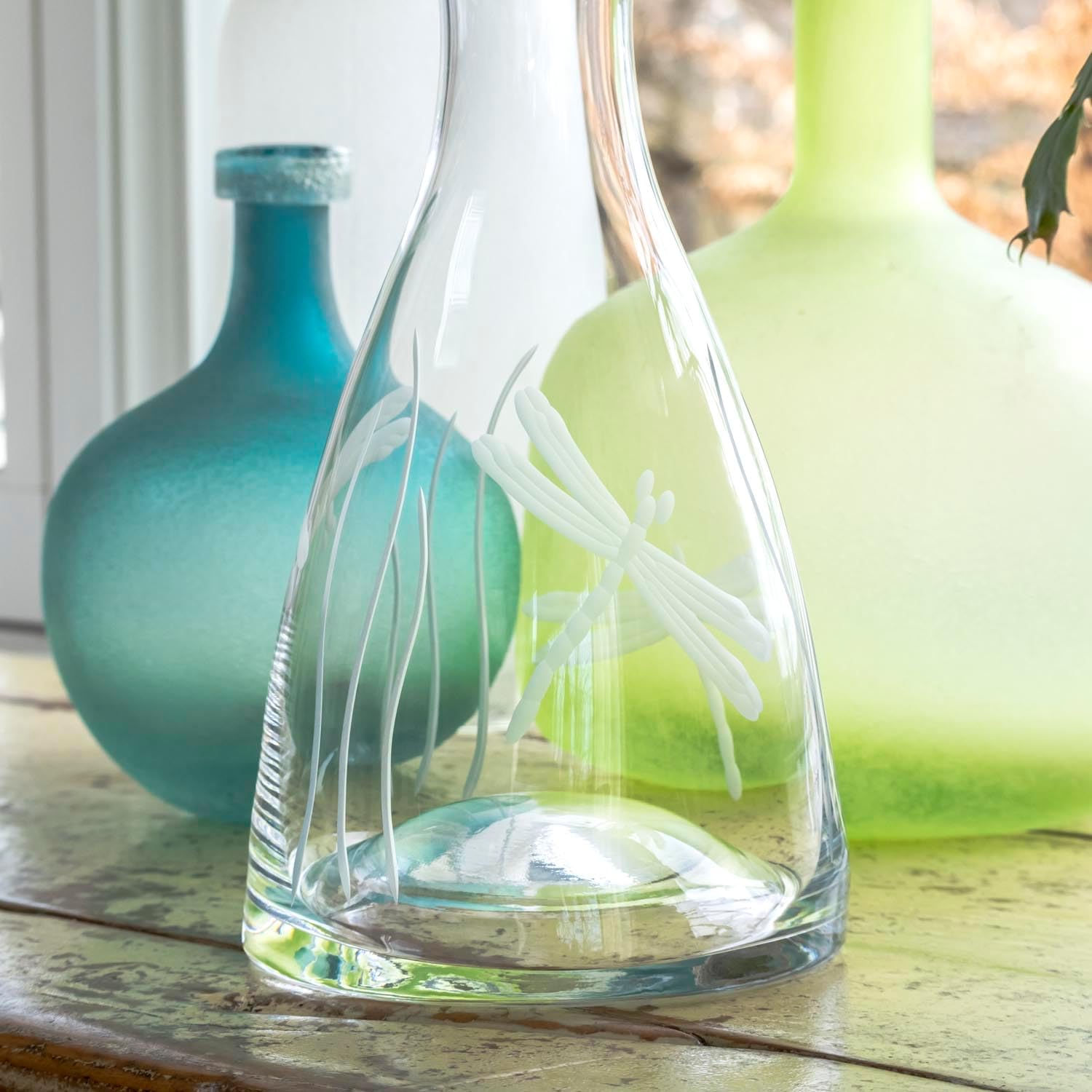 Rolf Glass Dragonfly 37.25oz Wine Carafe | Lead-Free Diamond-Engraved Glassware | Elegant Wine Decanter For Any Occasion