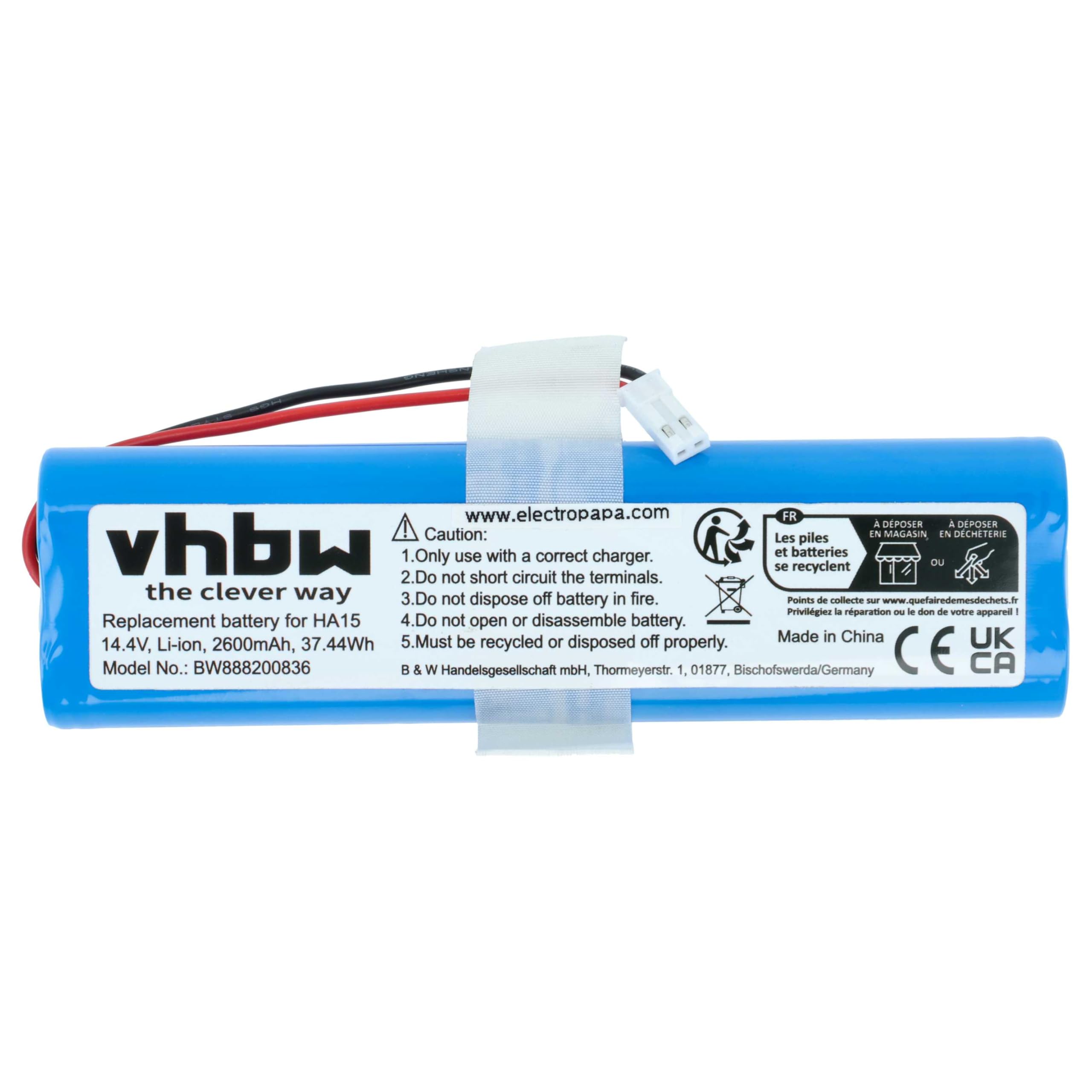 vhbw Akumulator kompatybilny z Zaco V4 | V3sPro, V80, V85 robot odkurzający, niebieski (2600 mAh, 14,4 V, litowo-jonowy)