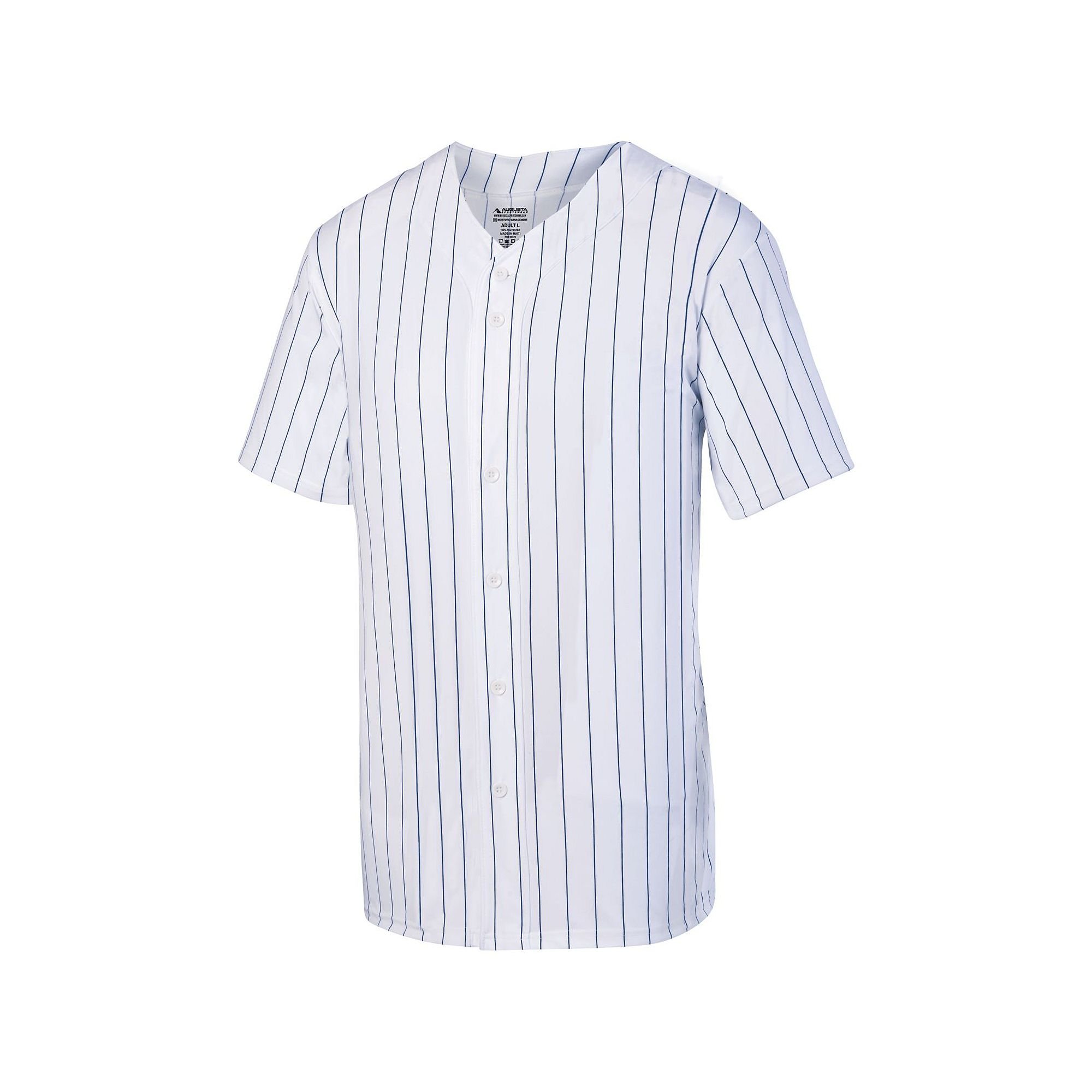 Augusta Sportswear Men's Augusta Pinstripe Full Button Baseball Jersey, White/Navy, Small
