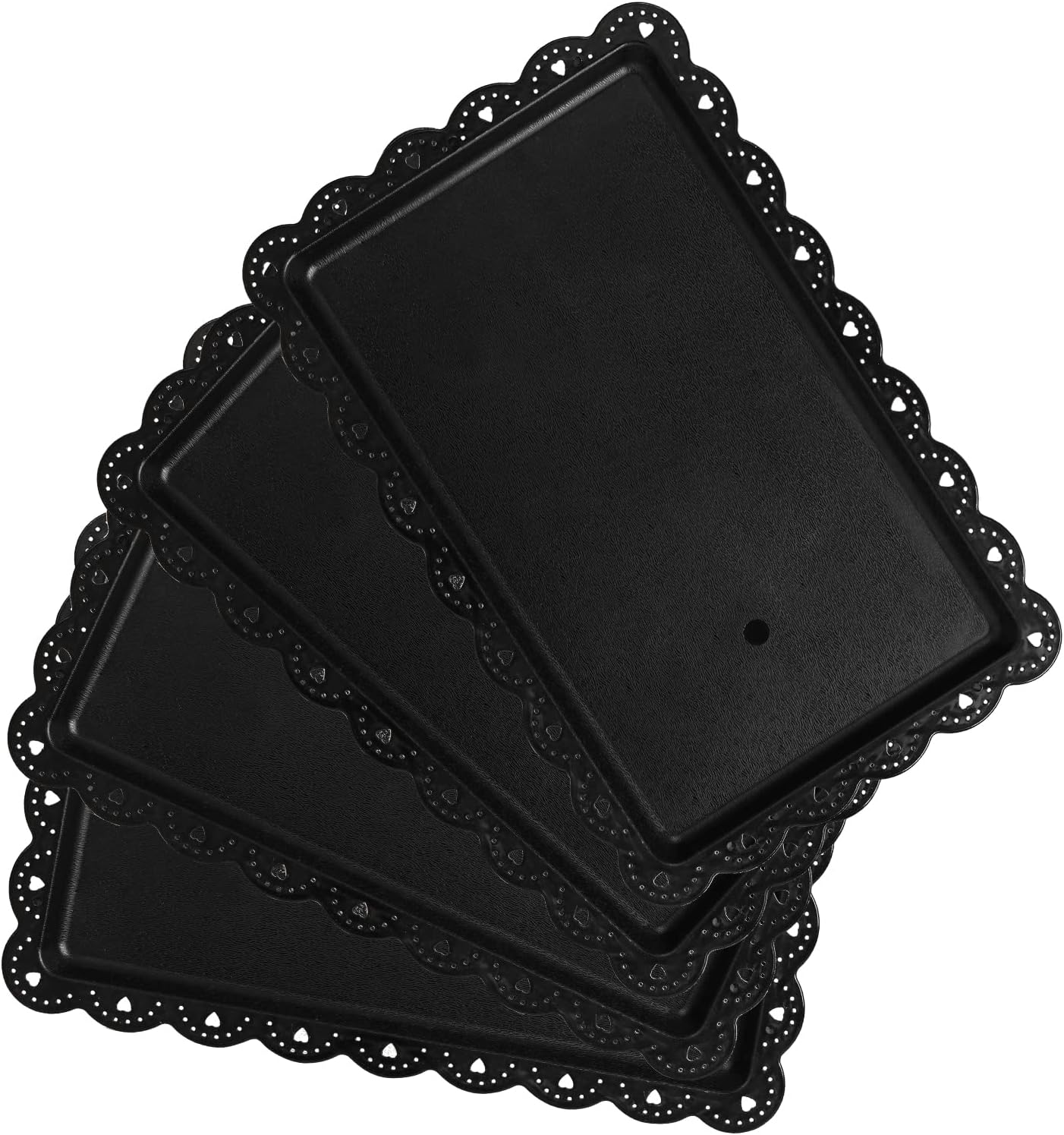 12 Pcs Plastic Serving Trays Black Large 14.5''x 9.5