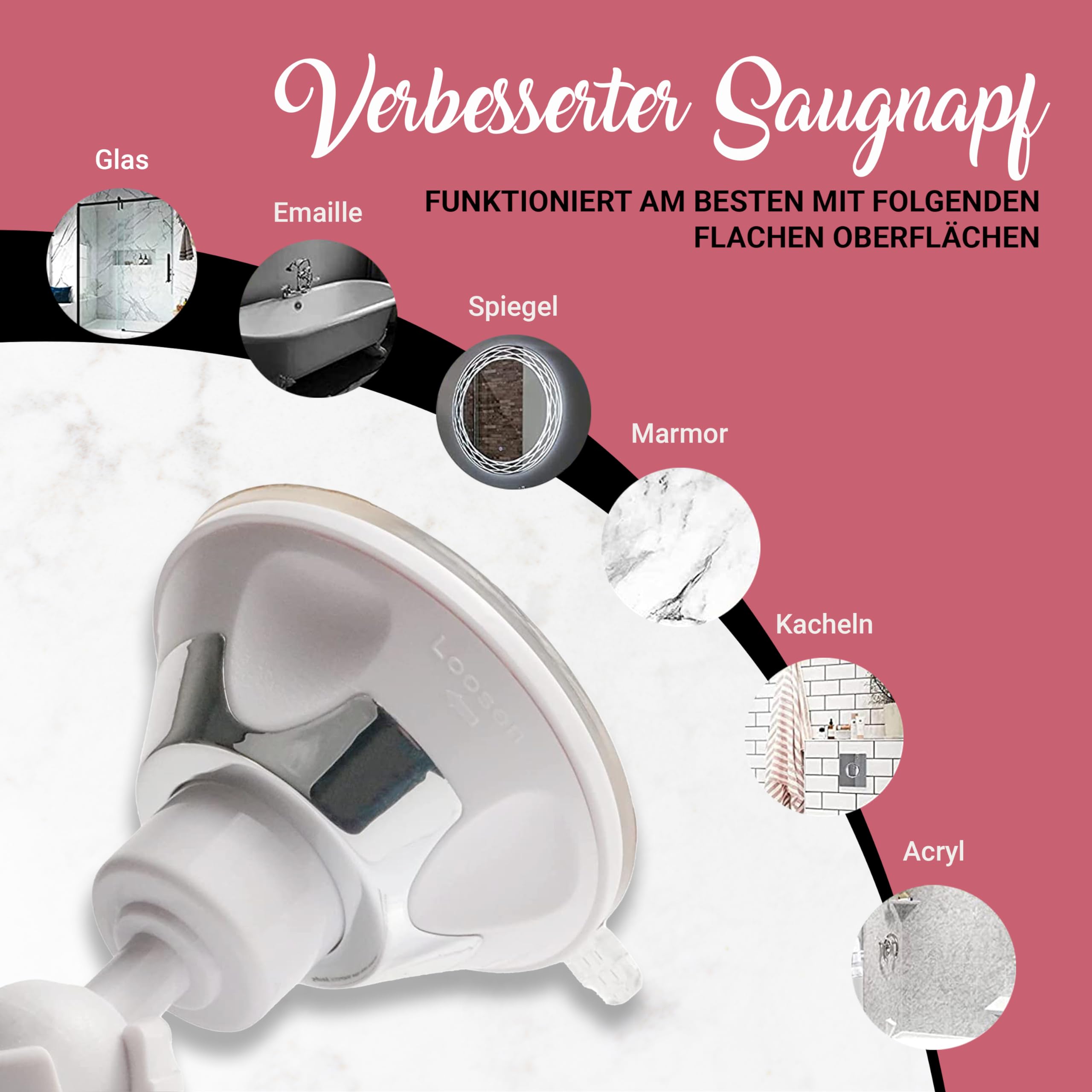 Schminkspiegel mit 10fach Vergrößerung - Kosmetikspiegel mit Saugnapf und 360 Grad Drehung für Make-up und Reisen, Magnifying Makeup Mirror - 17cm x17cm (Rund)