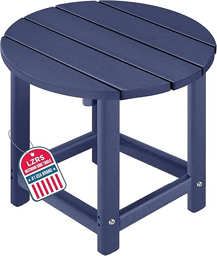 Miniatura 39 de LZRS Mesa Lateral Redonda Adirondack para Patio Mesa de Esquina, Mesas Laterales para Exteriores para Patio, Jardín, Piscina, Complemento