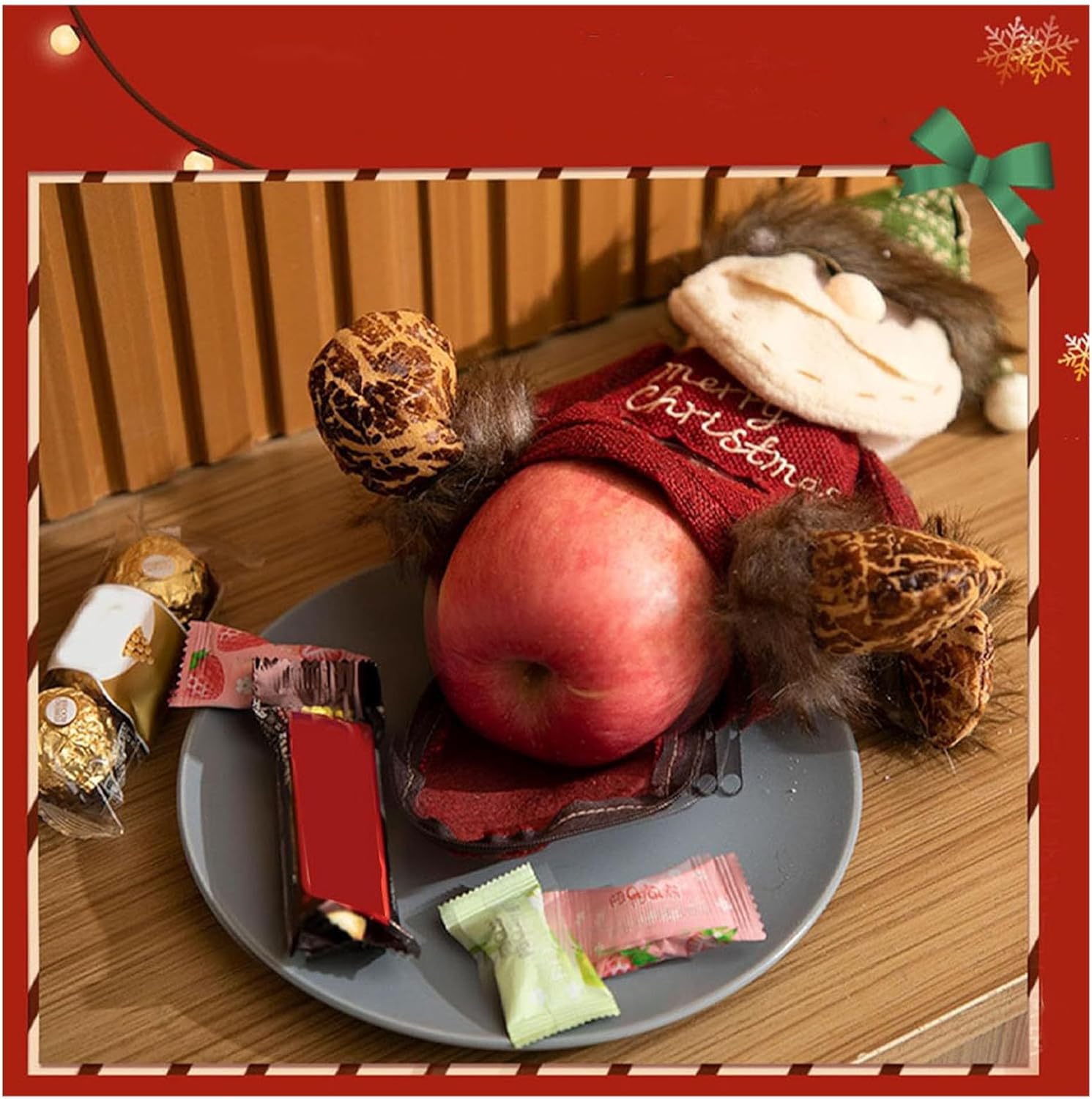 Firtideti Bags Zipper Design, 2024 New Christmas Eve Apples Candy Gift Bags, Santa Snowman Doll Storage Gift Bag, Drawstring Bags for Christmas Party Decor (B-3PCS)