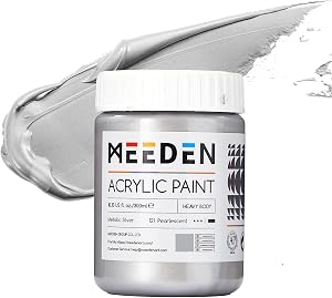 MEEDN Metallic Silver Acrylic Paint: 10.1oz / 300ml Silver Paint for Adults Artists on Christmas Gift Decor - Metallic Paints for Fabric Metal Painting Wood