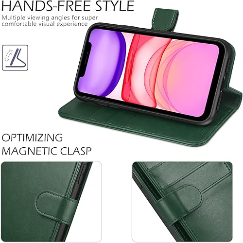 Miniatura 5 de TUCCH Funda tipo cartera para iPhone 11 Pro Max, ranura magnética para tarjetas con bloqueo de radiofrecuencia automática y bloqueo RFID, funda de