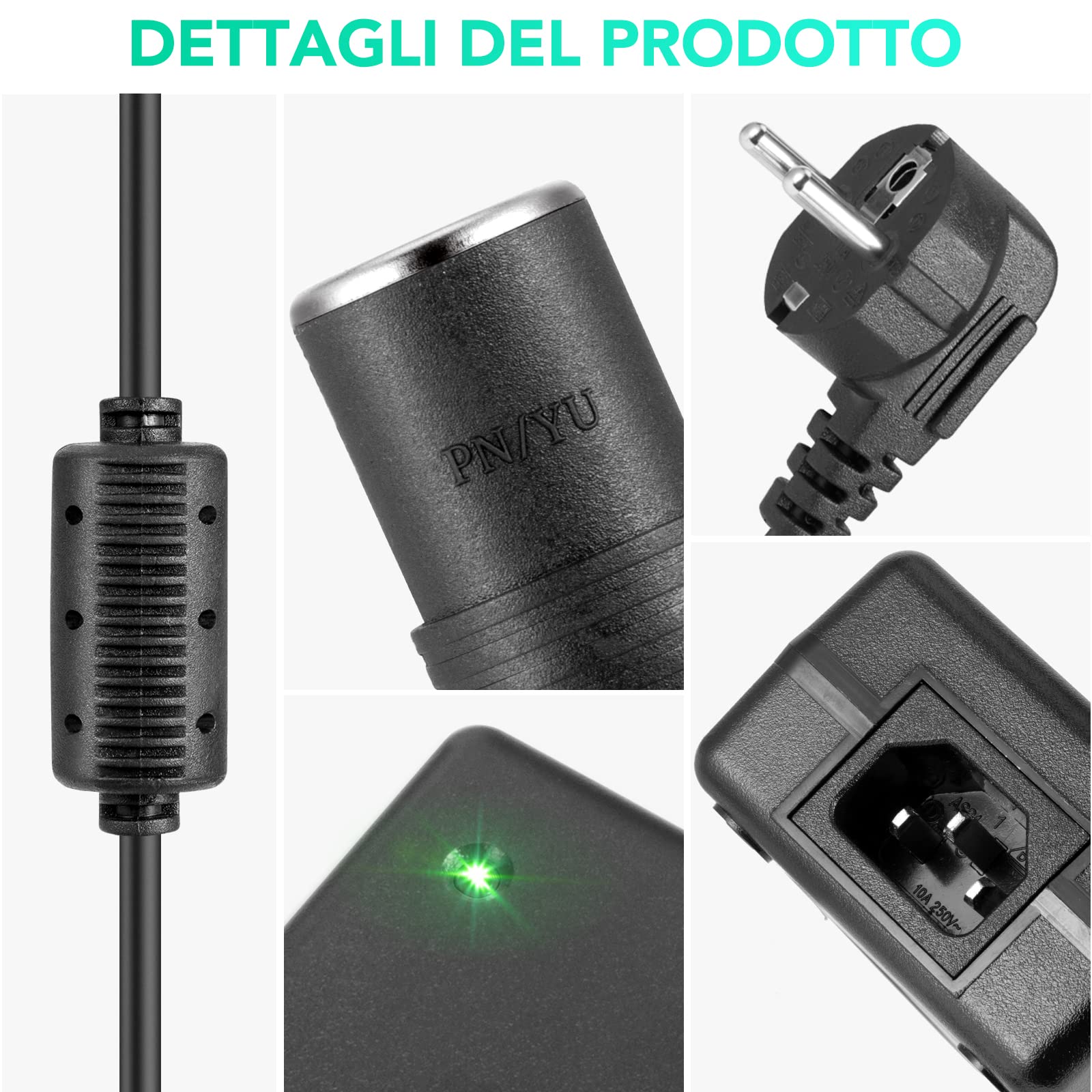 AGPTEK Adattatore di Alimentazione 180W 12V 15A, Trasformatore AC-DC per Accendisigari Auto, Compatibile con Prese 100-240V, Ideale per Compressori, Frigoriferi da Viaggio e Purificatori d'Aria